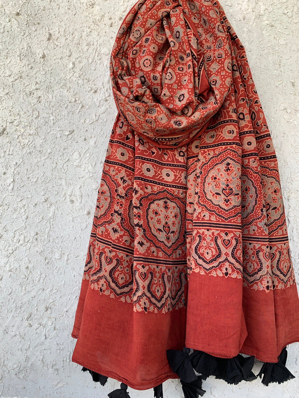 Handblock Ajrakh Dupatta