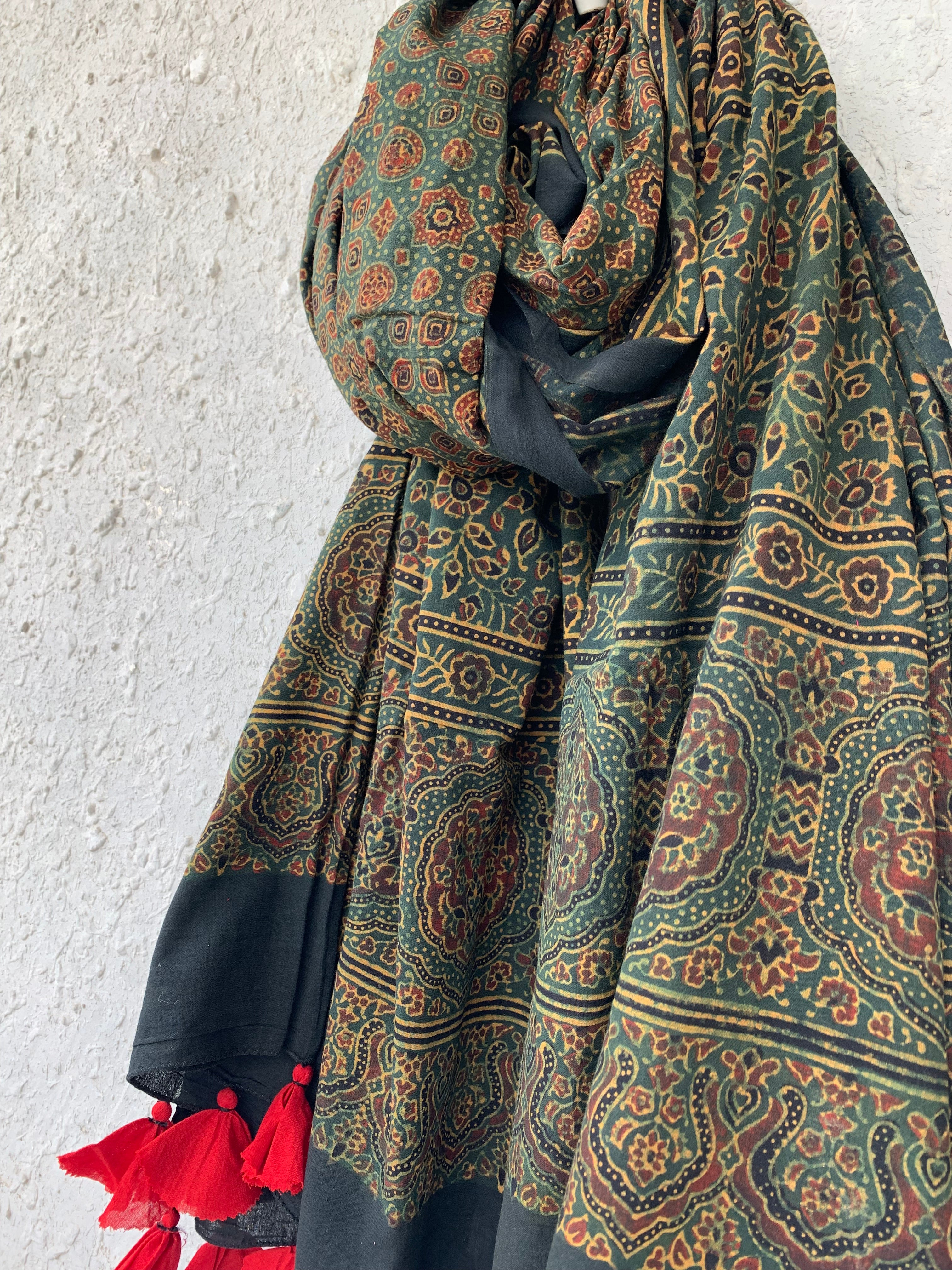 Handblock Ajrakh Dupatta