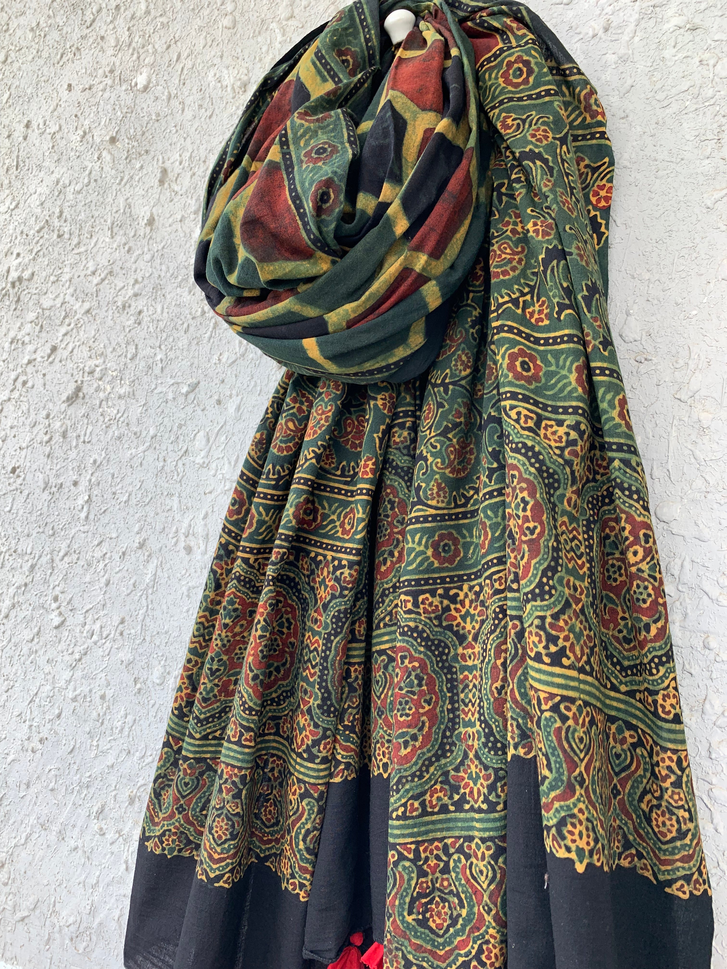 Handblock Ajrakh Dupatta