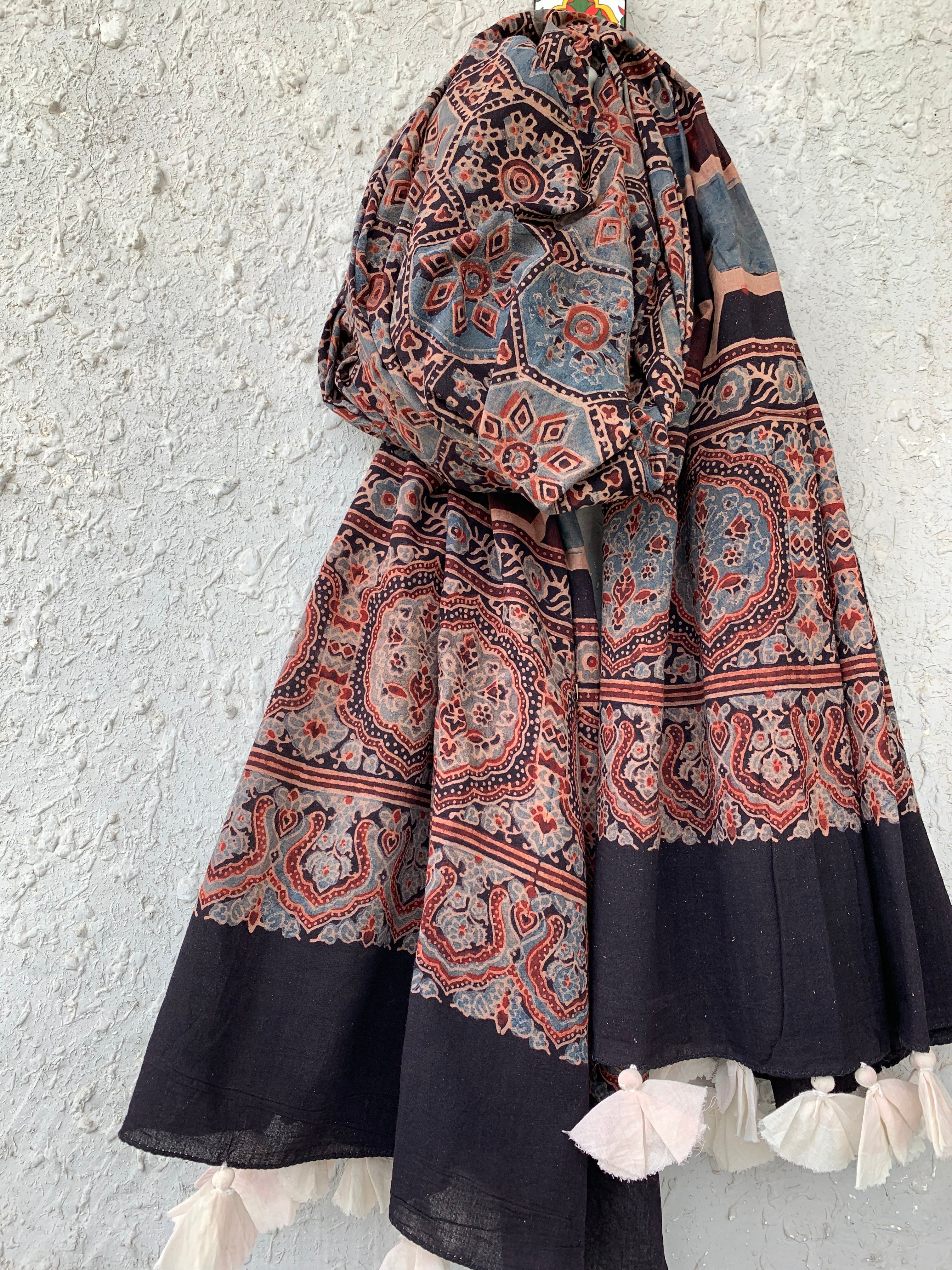 Handblock Ajrakh Dupatta