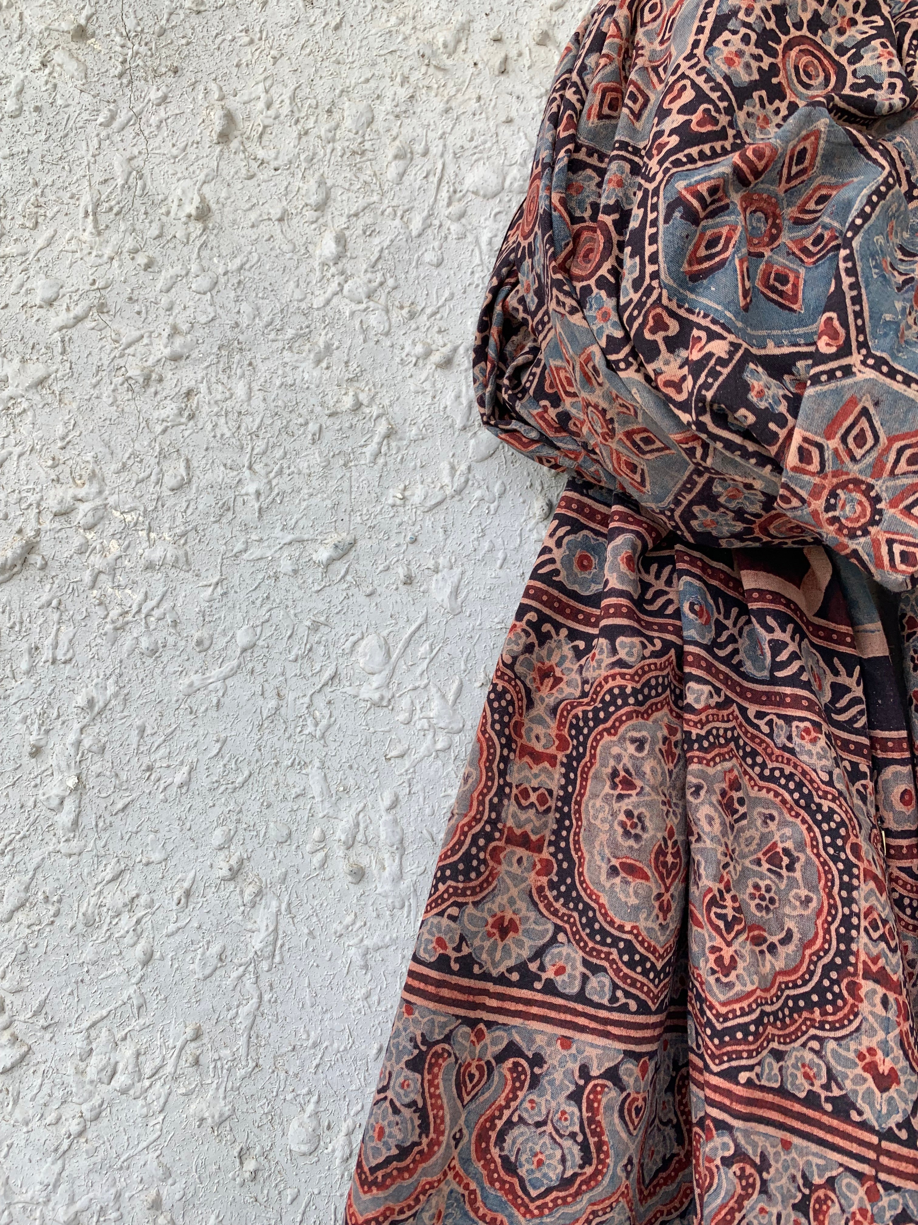 Handblock Ajrakh Dupatta