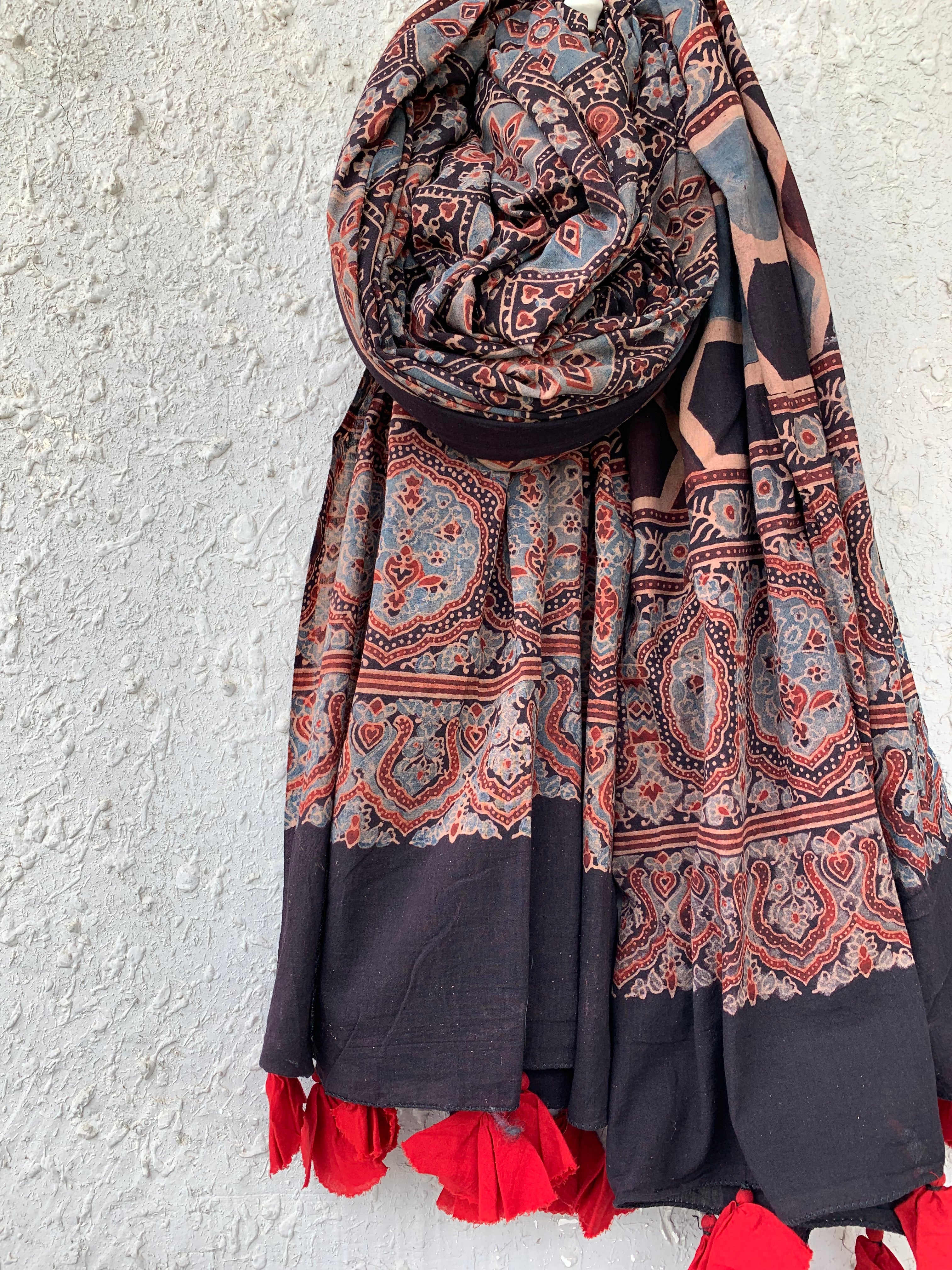 Handblock Ajrakh Dupatta