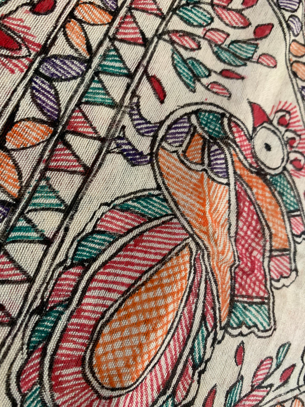 Madhubani Handpainted Cotton Silk Dupatta
