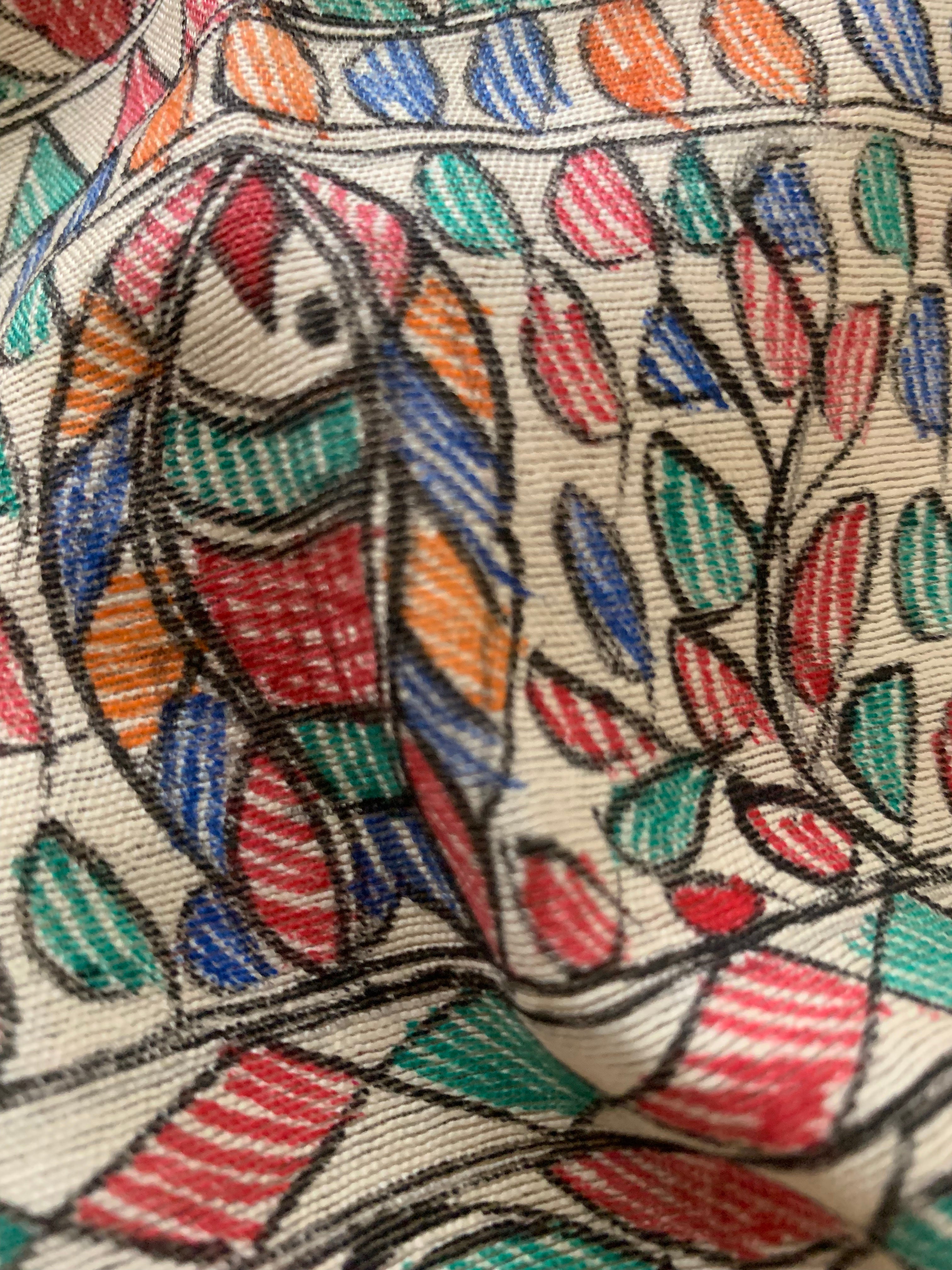 Madhubani Handpainted Cotton Silk Dupatta