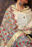 Madhubani Handpainted Cotton Silk Dupatta