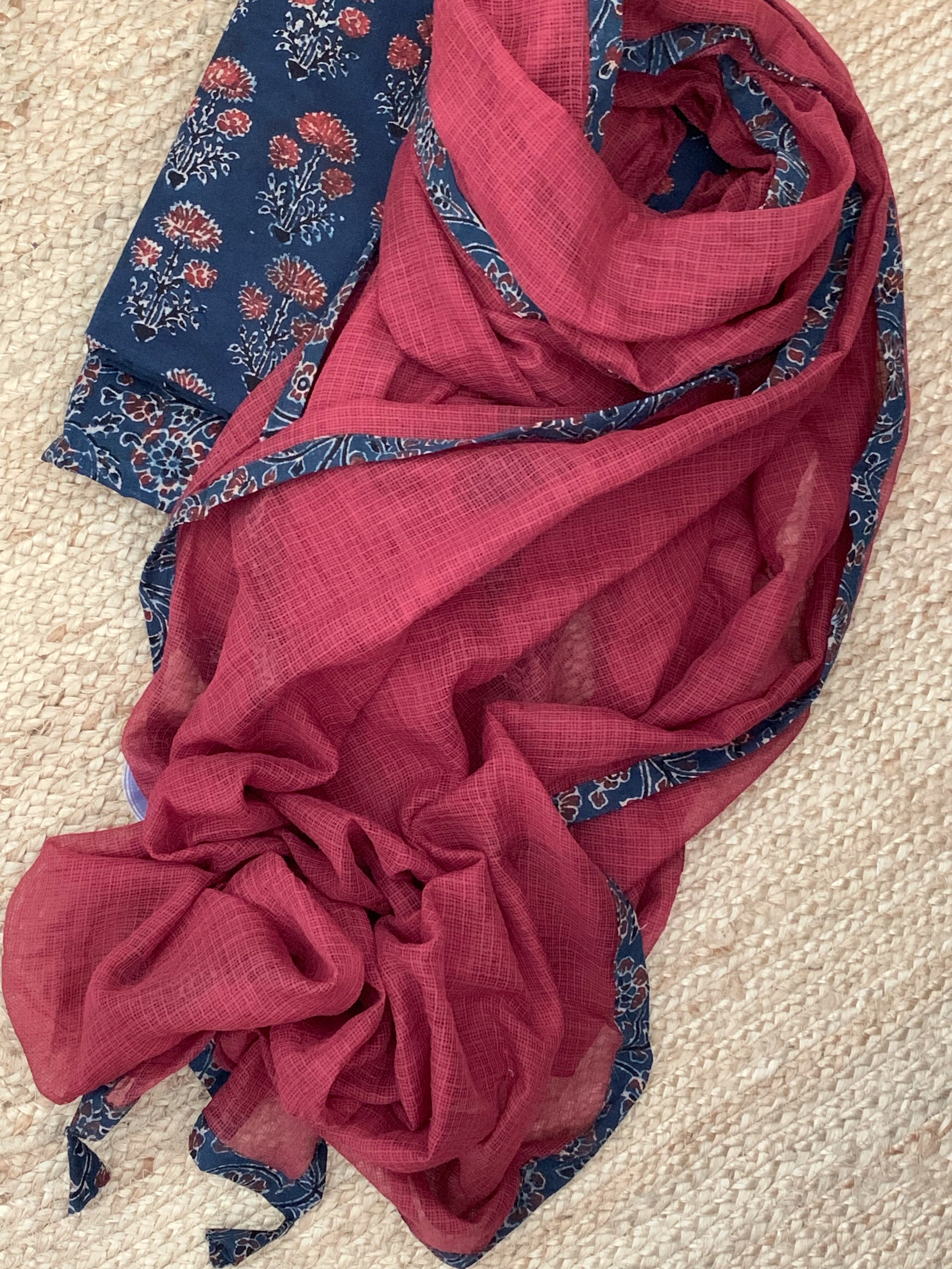 Handblock Ajrakh Kota Suit