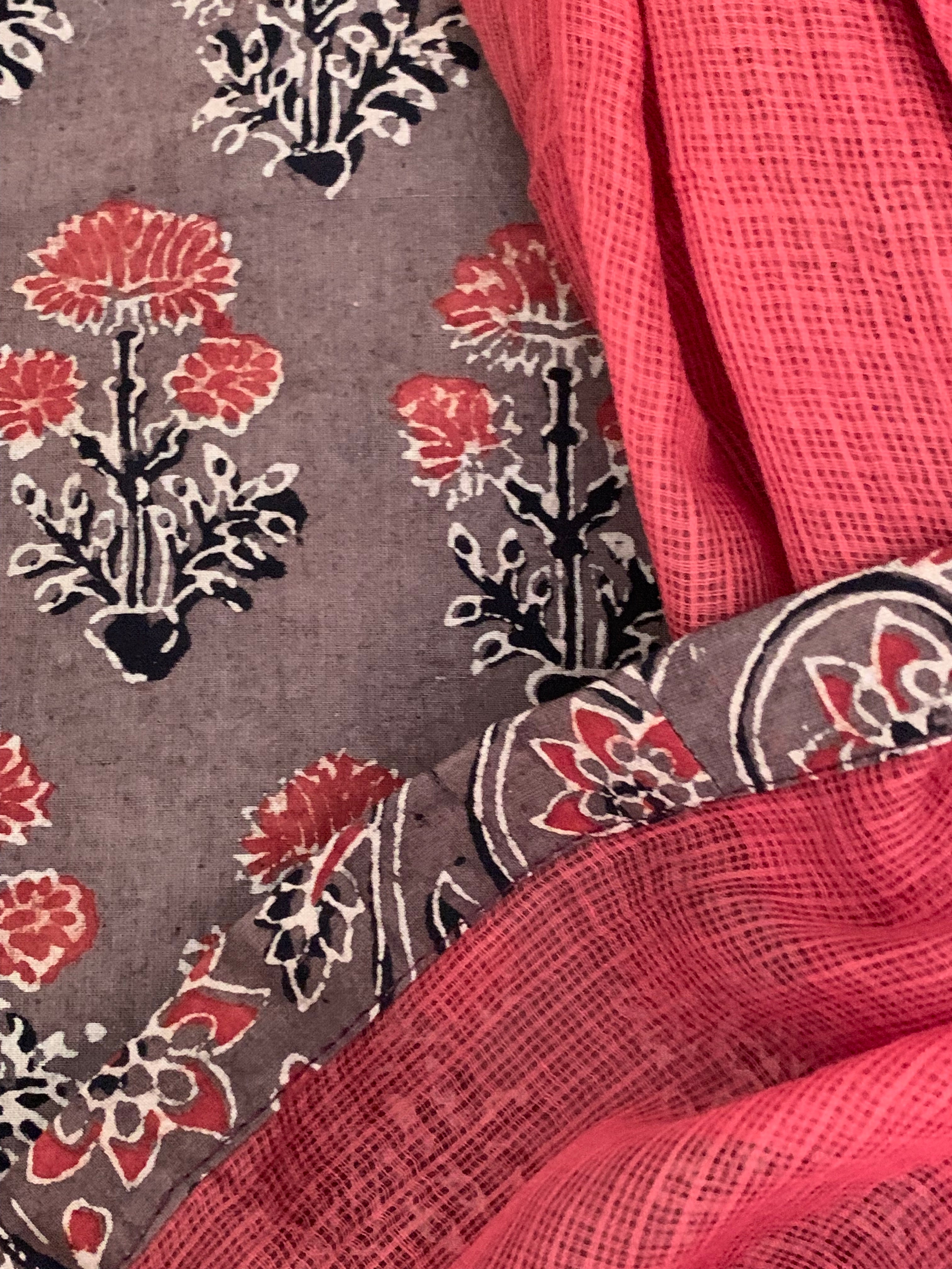 Handblock Ajrakh Kota Suit