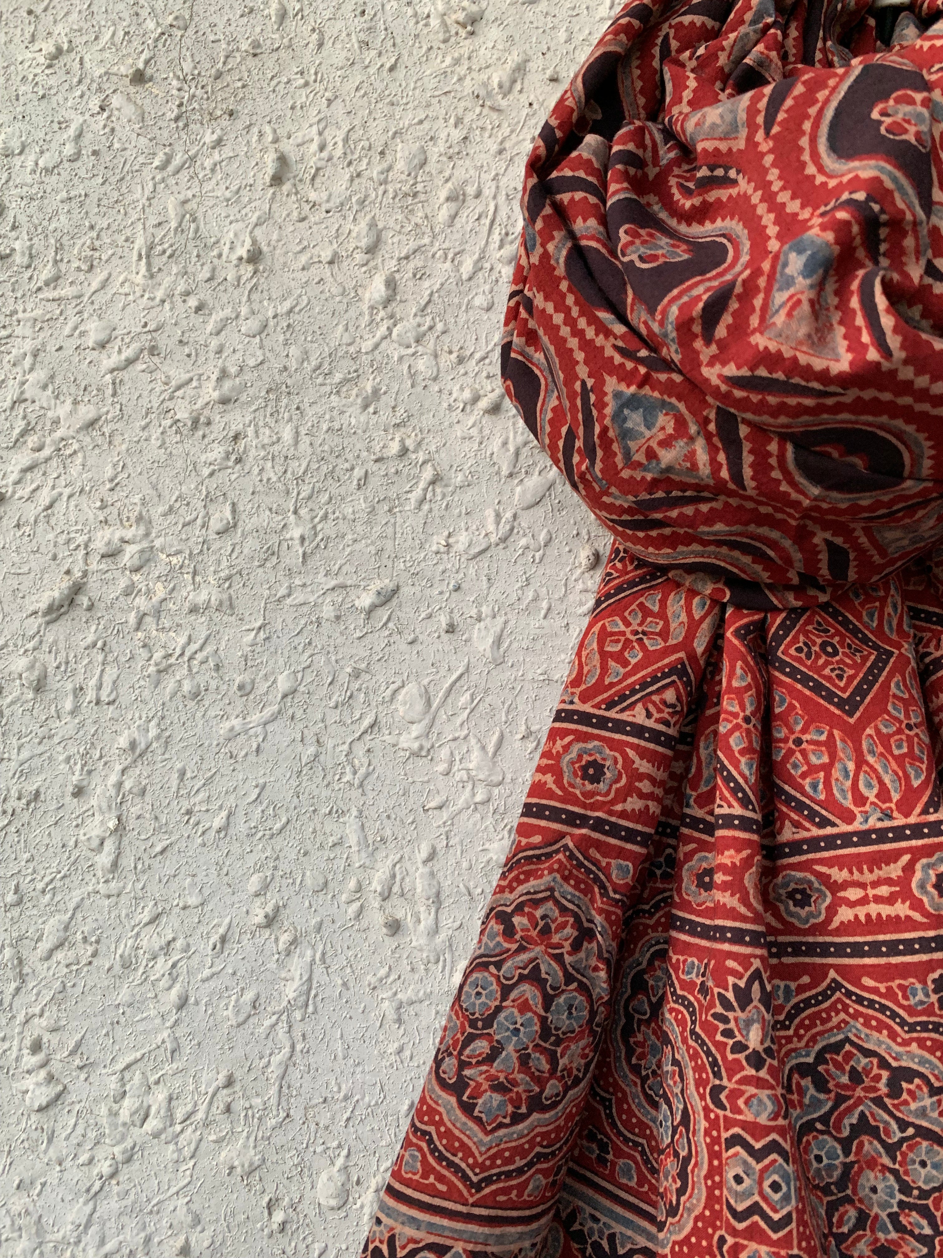 Handblock Ajrakh Dupatta