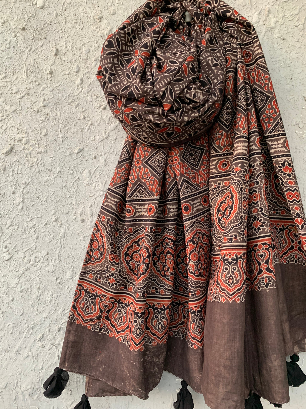 Handblock Ajrakh Dupatta