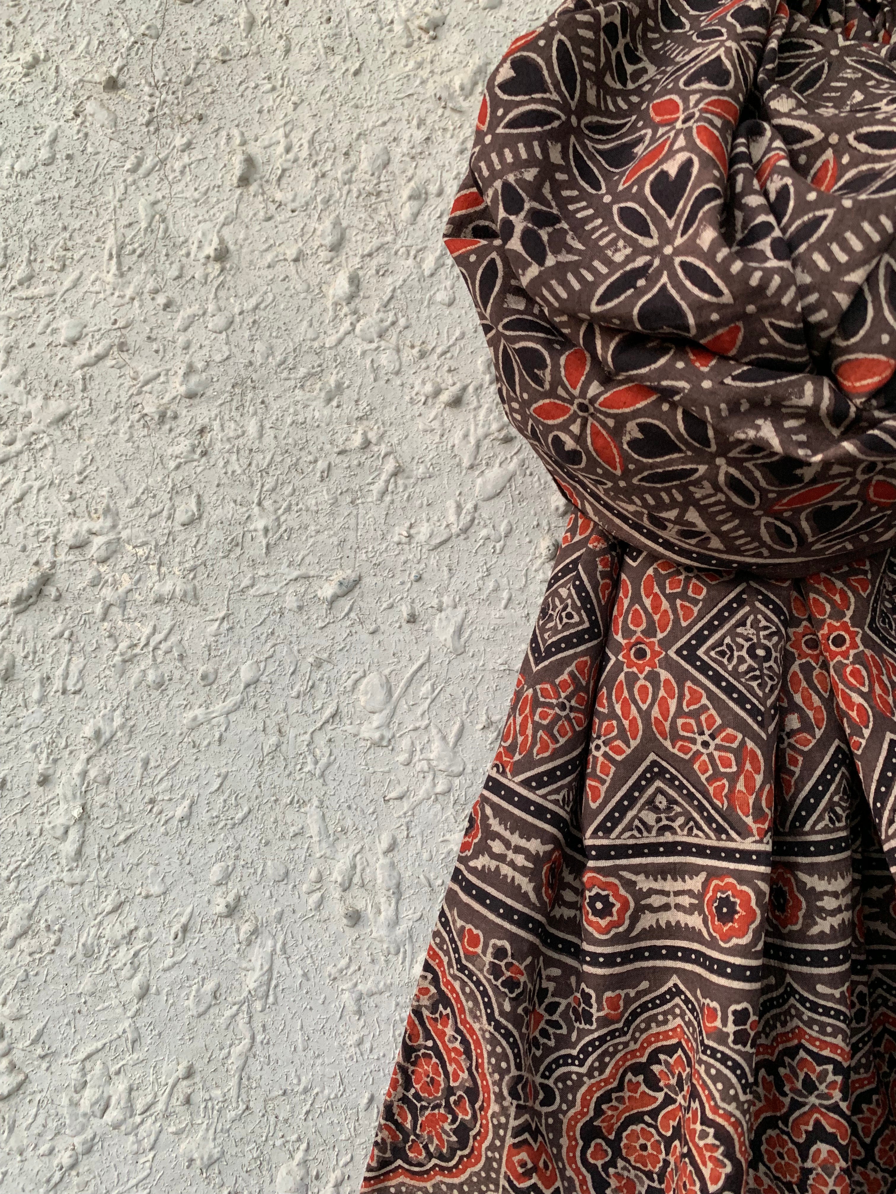 Handblock Ajrakh Dupatta