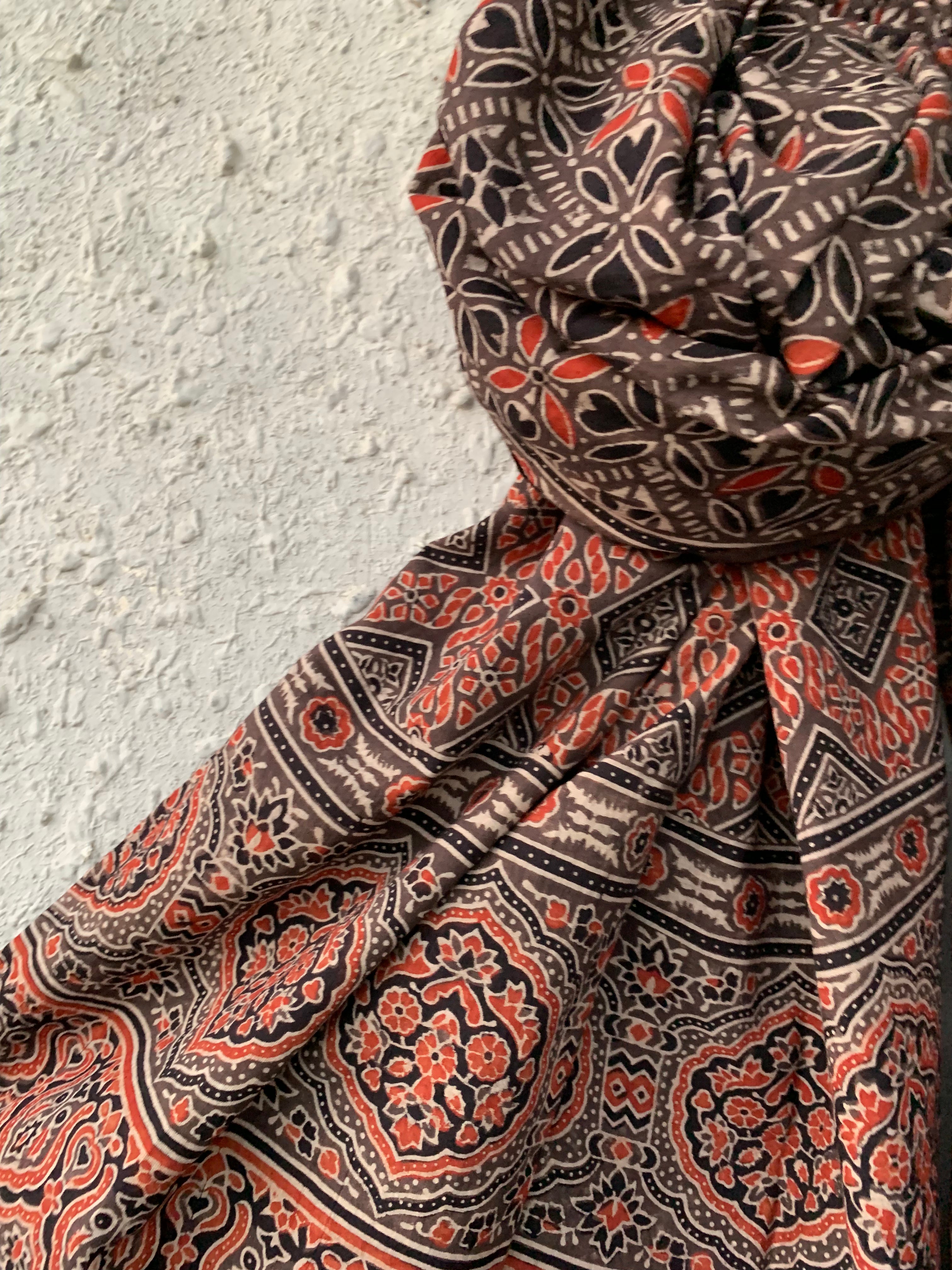 Handblock Ajrakh Dupatta