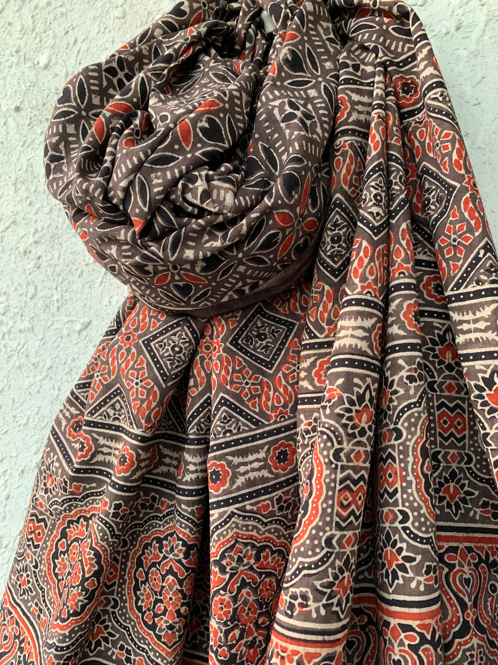 Handblock Ajrakh Dupatta