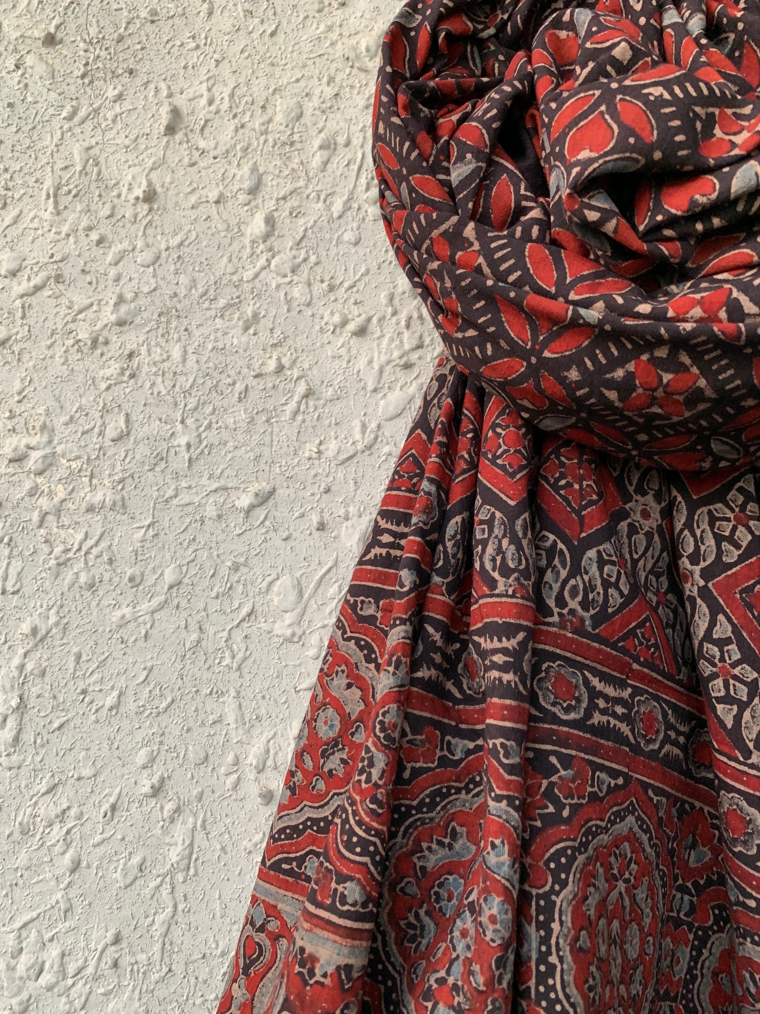 Handblock Ajrakh Dupatta