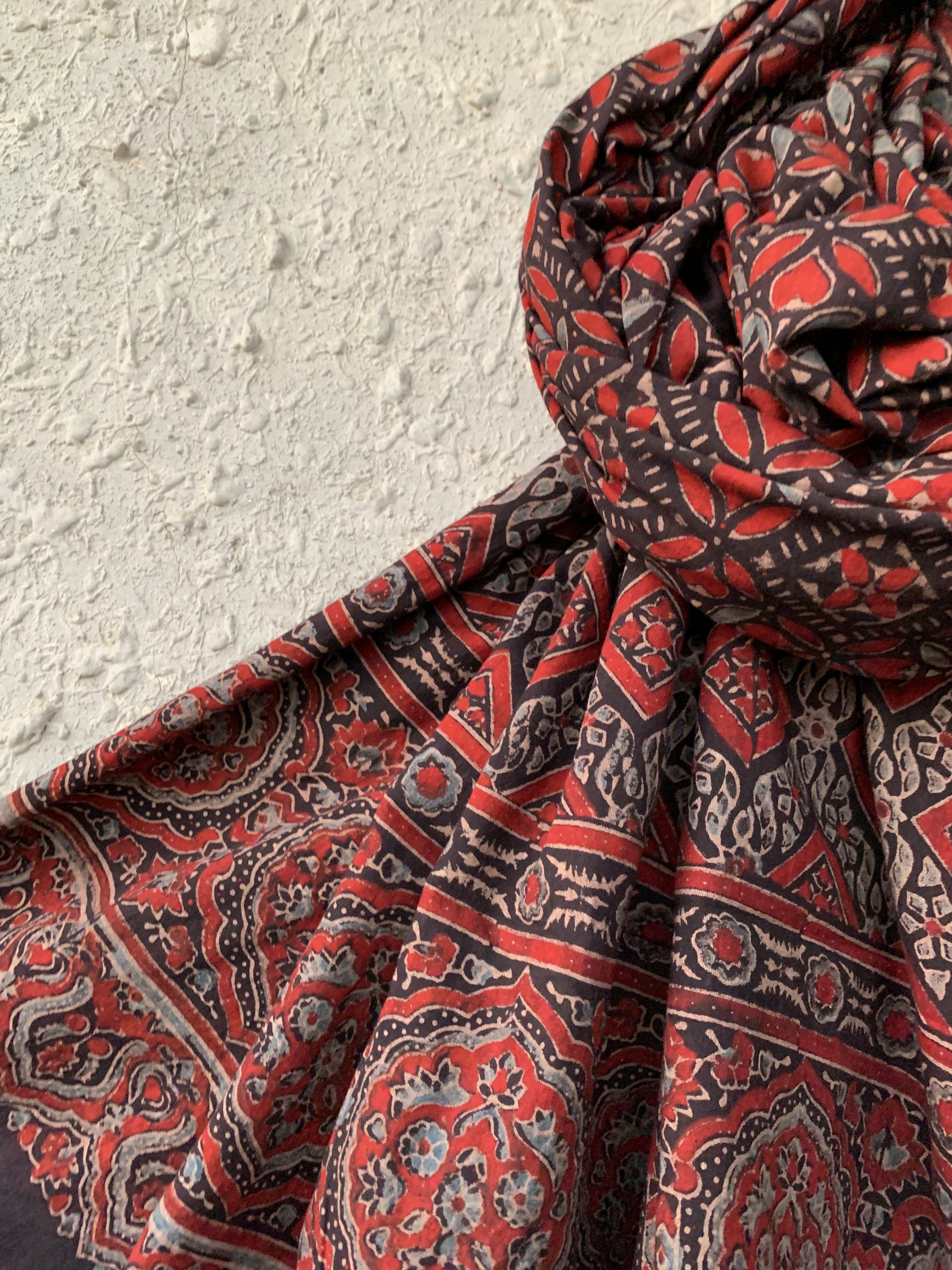 Handblock Ajrakh Dupatta