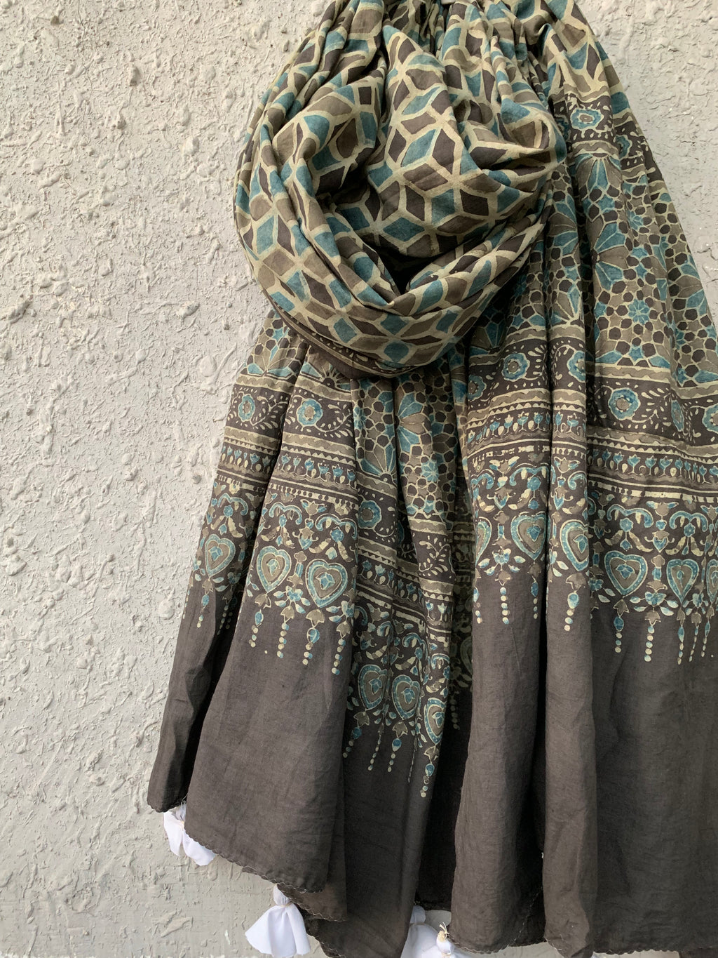 Handblock Ajrakh Dupatta