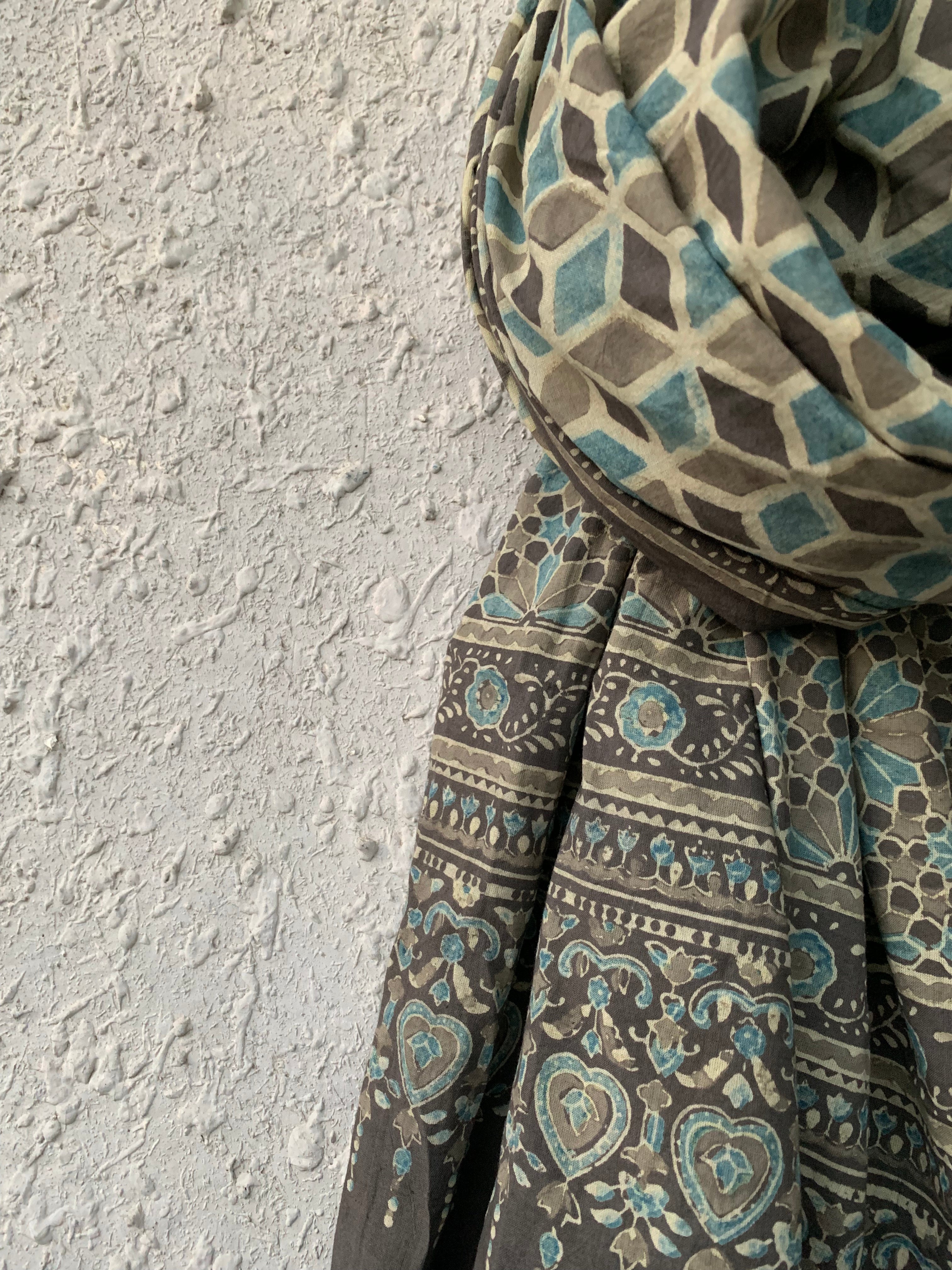Handblock Ajrakh Dupatta