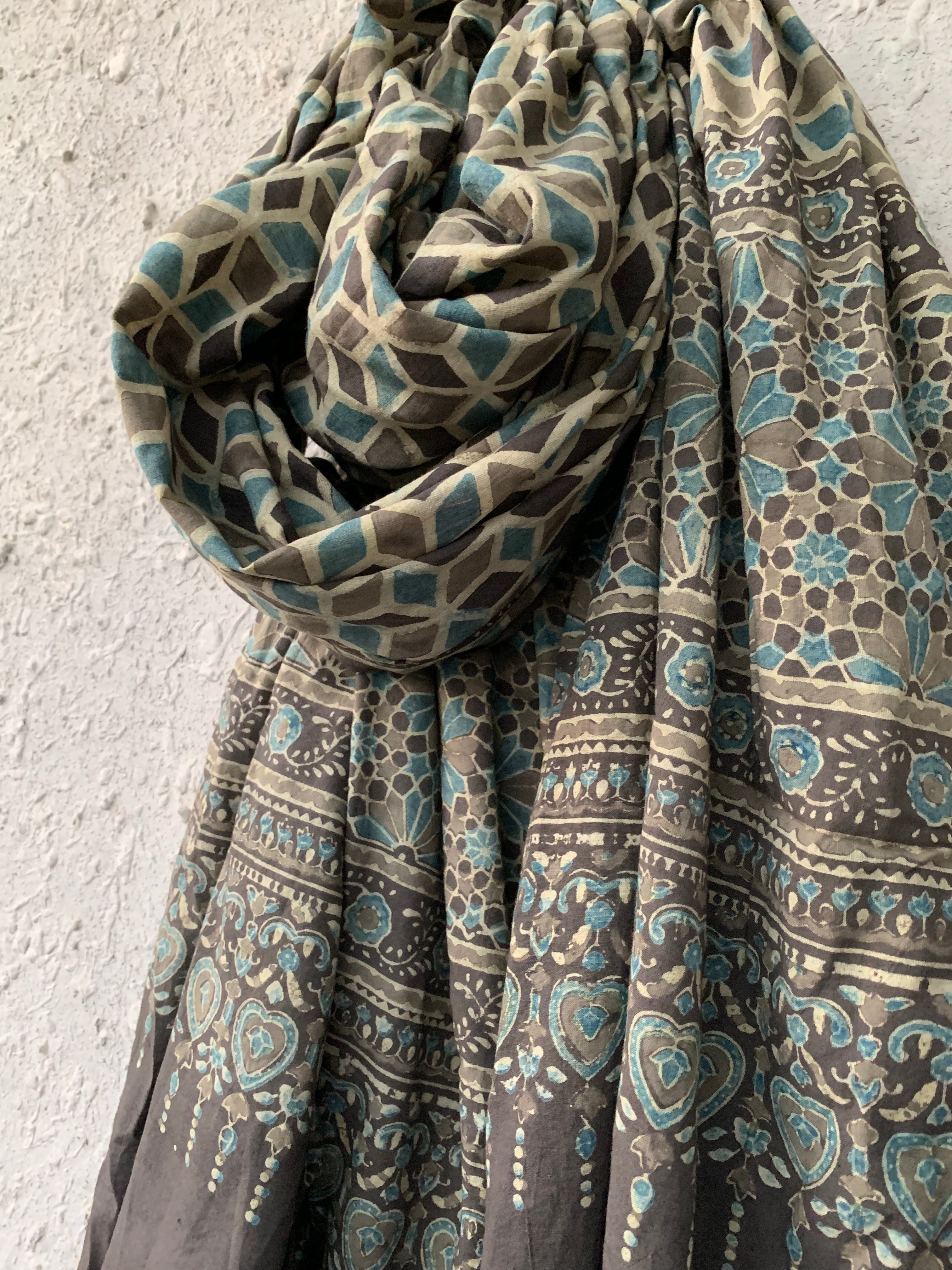 Handblock Ajrakh Dupatta