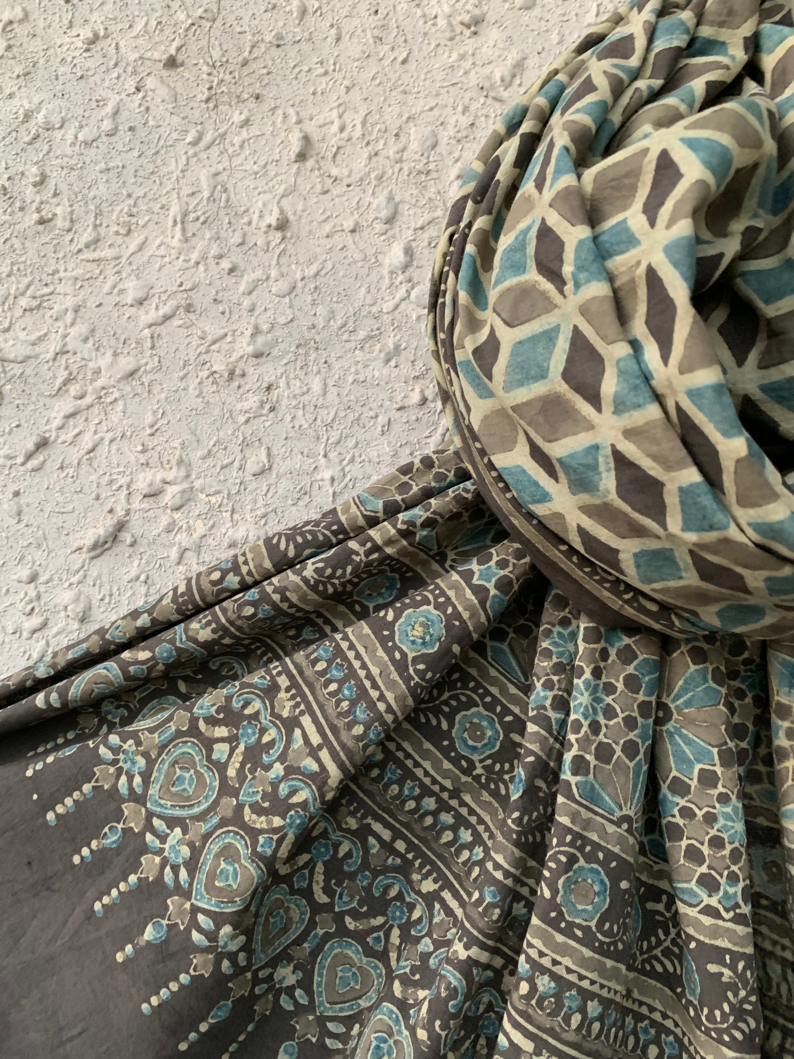 Handblock Ajrakh Dupatta