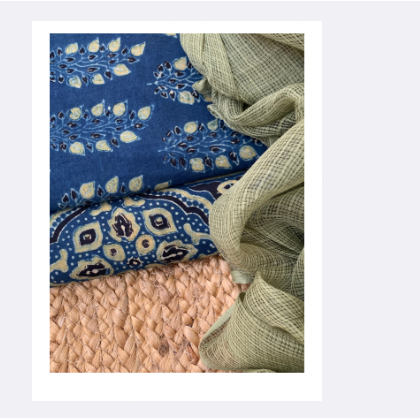 Natural Dyes Handblock Ajrakh Kurta Bottom Set