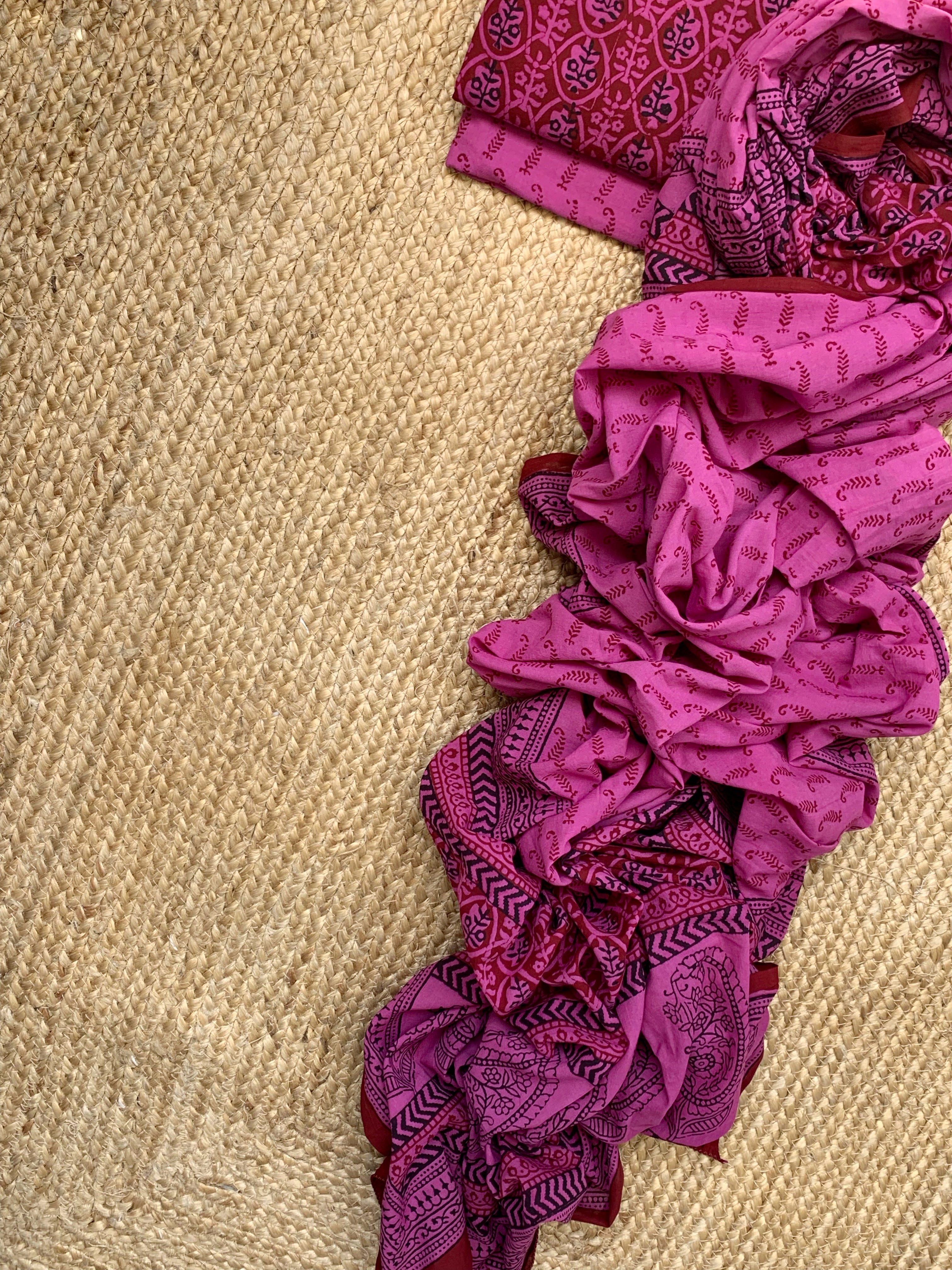 Natural Dyed Bagh Block Print Cotton Suit
