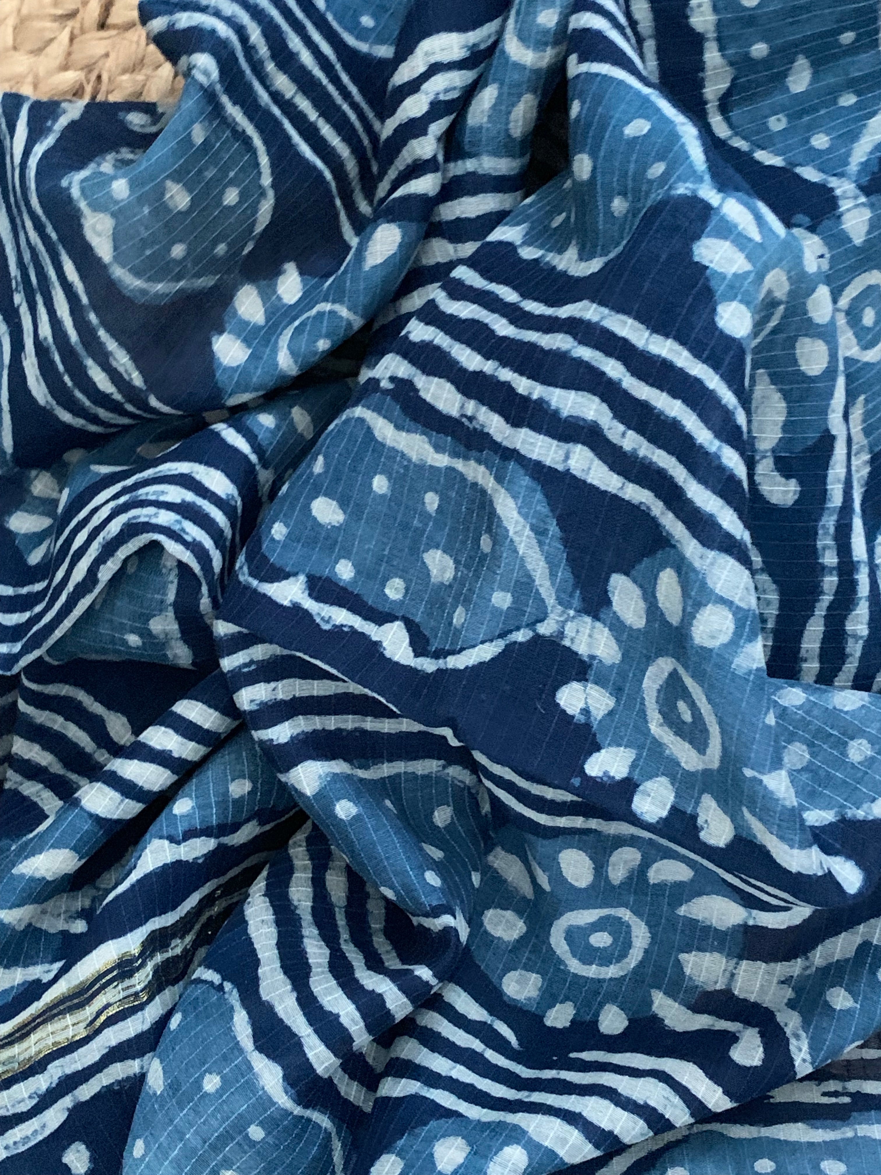 Handblock chanderi suit