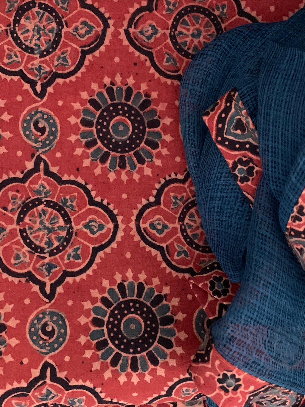 Handblock Ajrakh Cotton Kota Suit