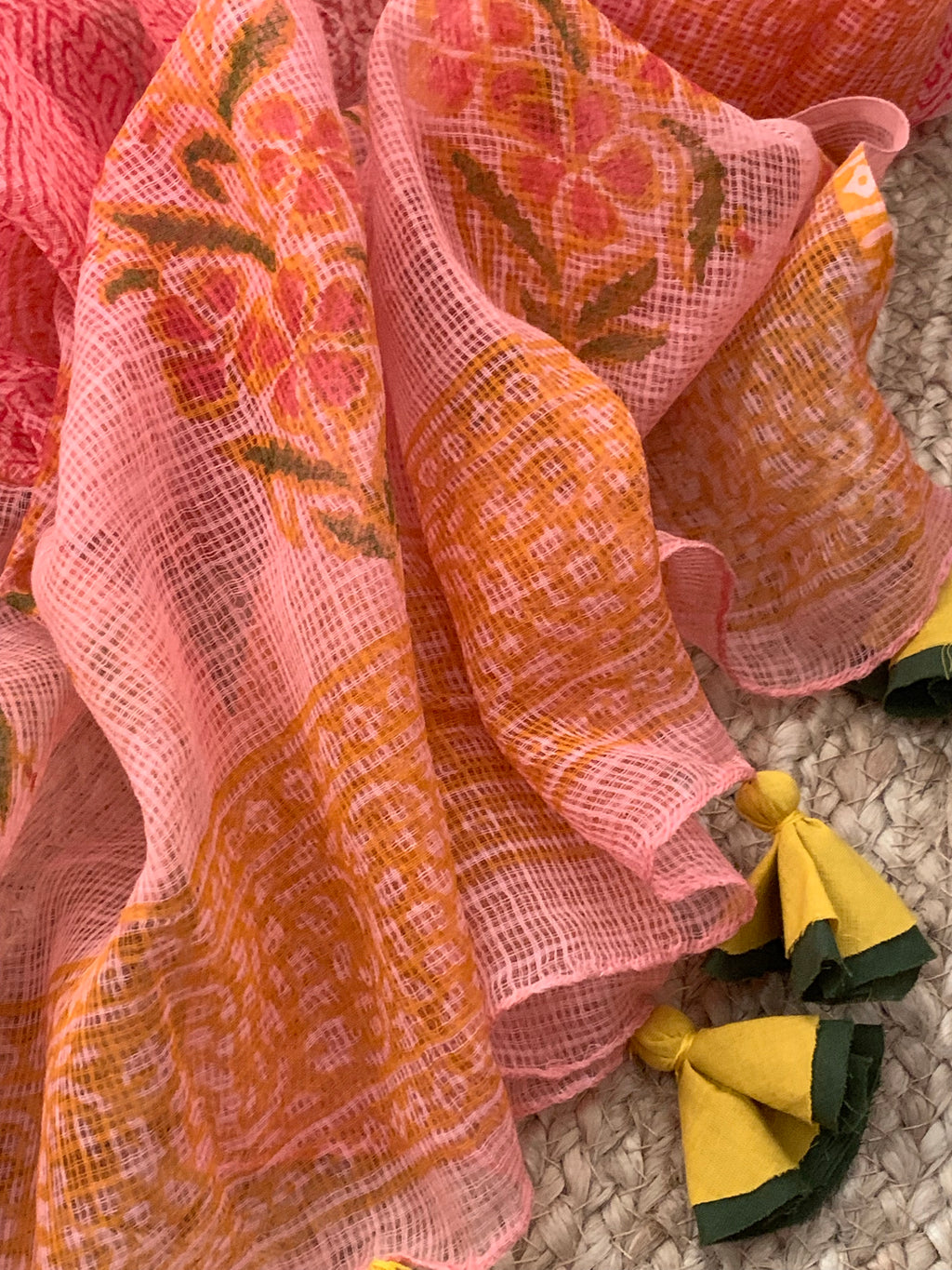 Coral Pink Handcrafted Kota Suit