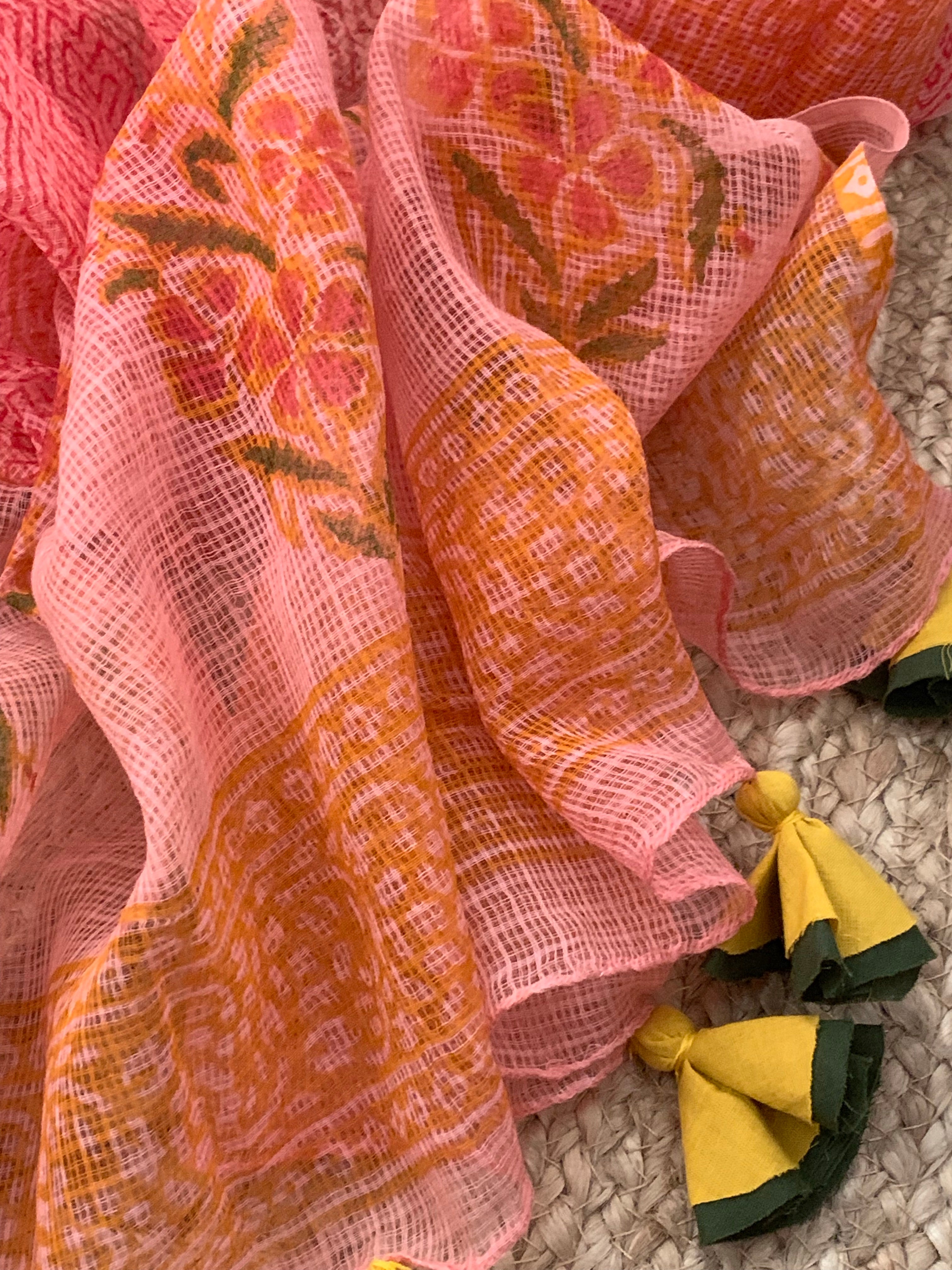 Coral Pink Handcrafted Kota Suit