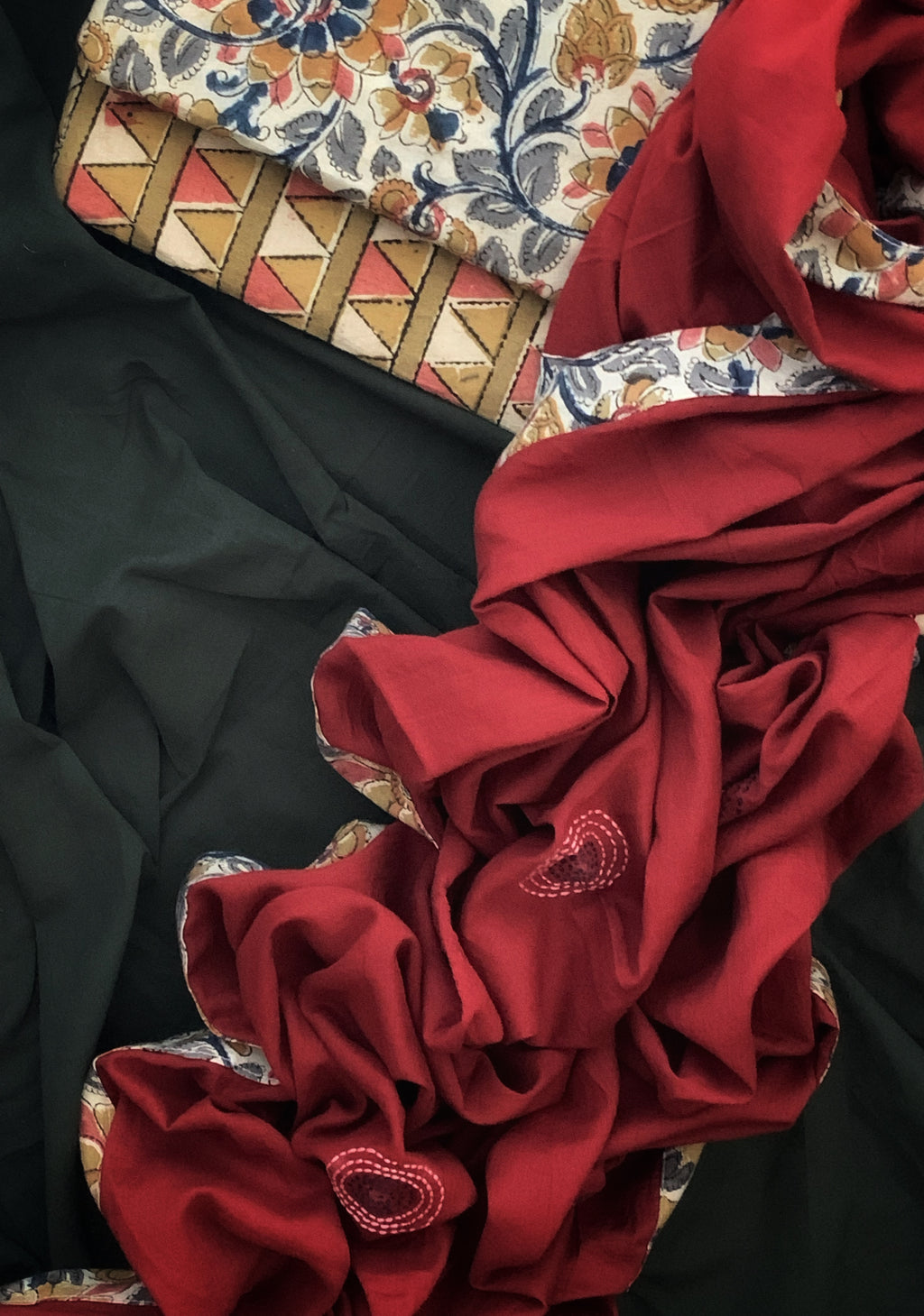 Handblock Kalamkari Cotton Mul Dupatta Suit
