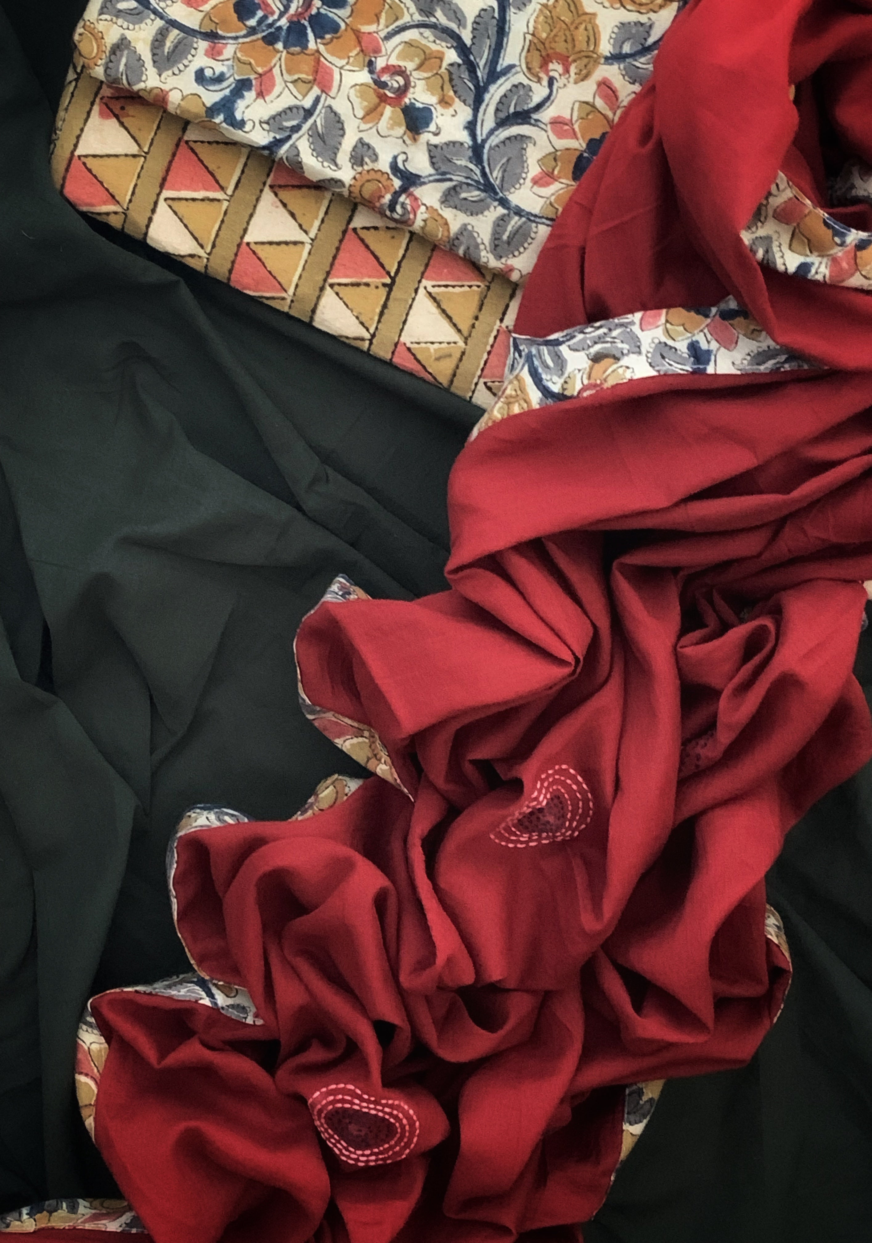 Handblock Kalamkari Cotton Mul Dupatta Suit