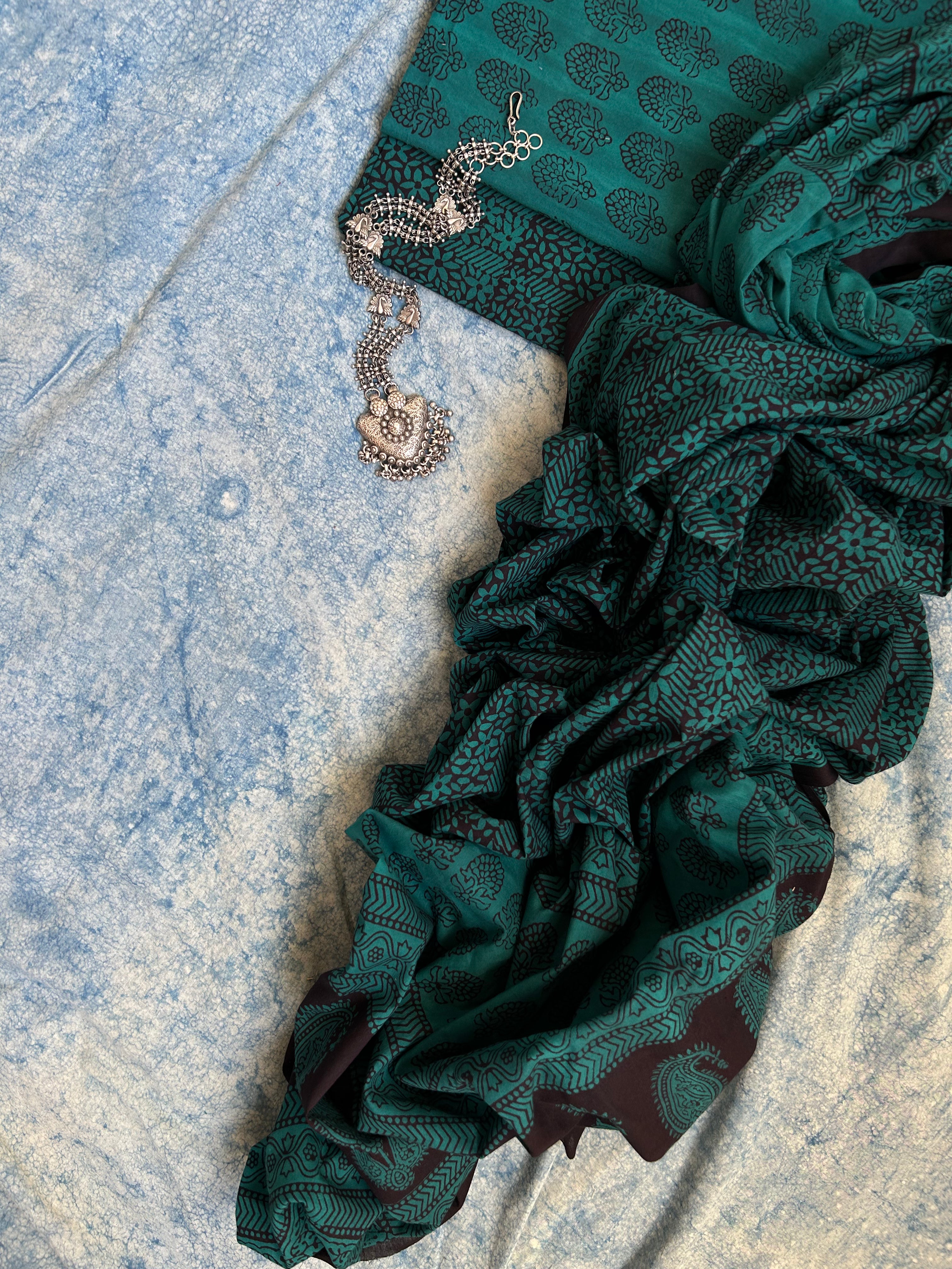 Natural Dyed Bagh Block Print Cotton Suit