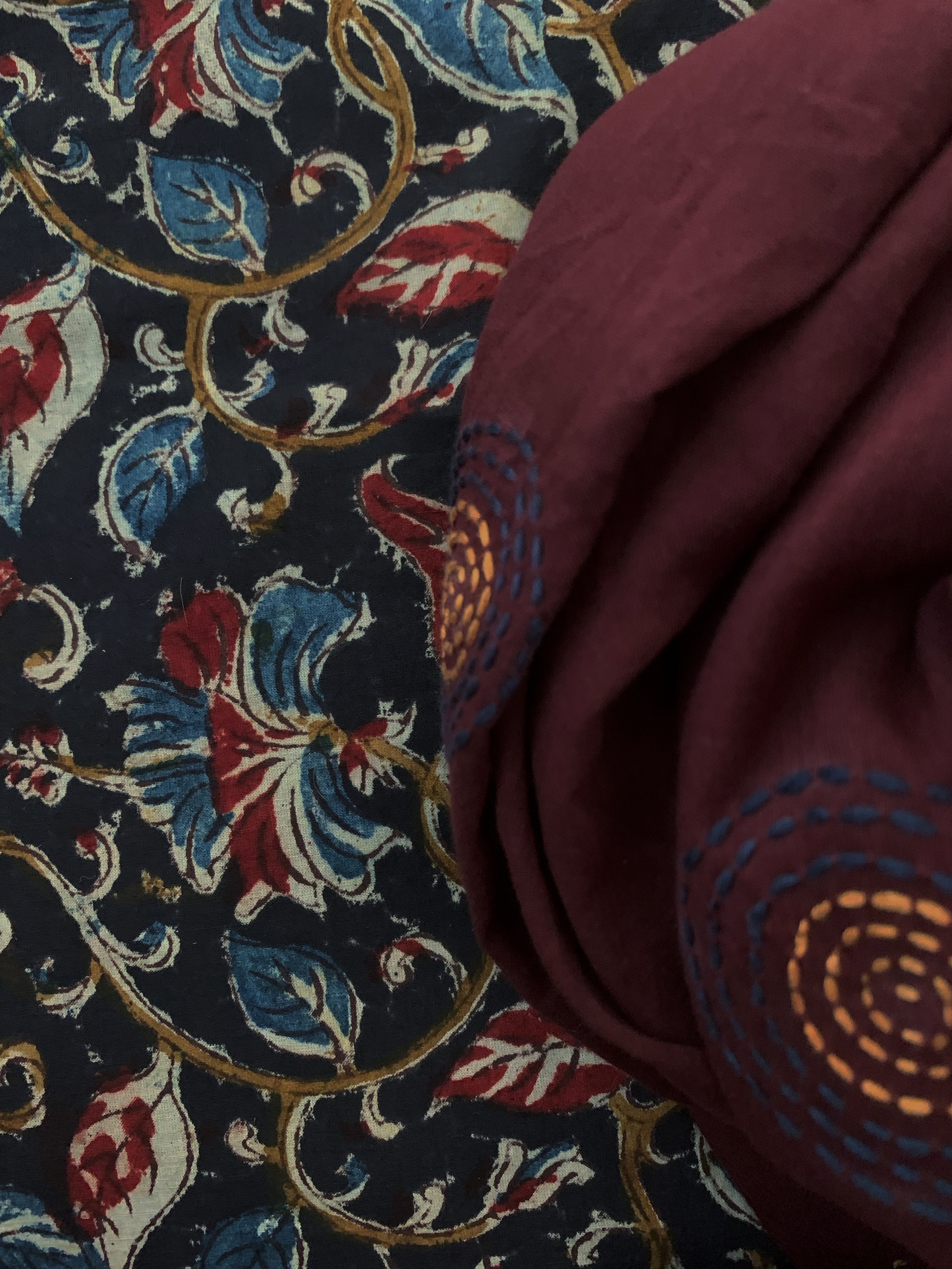 Handblock Kalamkari Cotton Mul Dupatta Suit