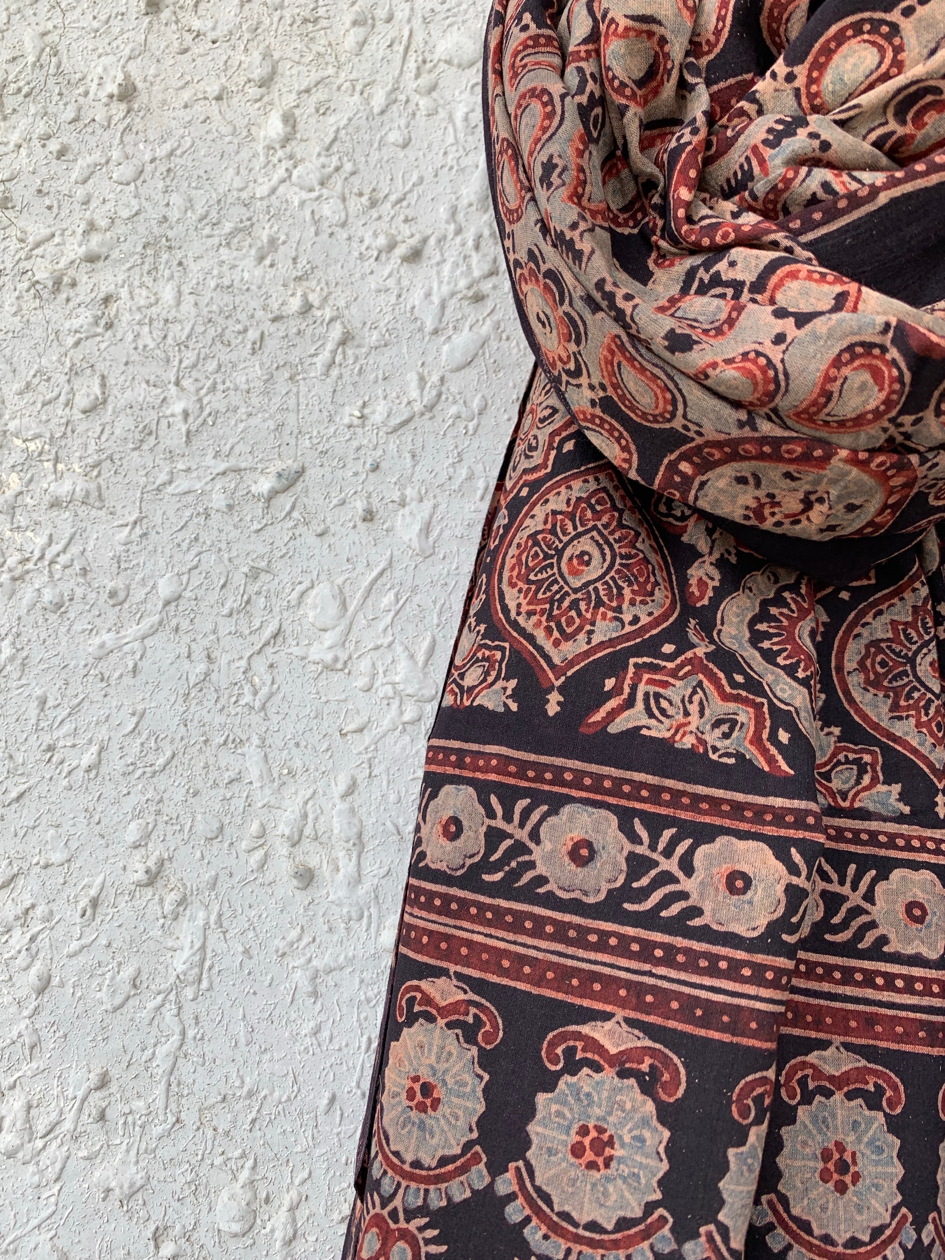 Handblock Ajrakh Dupatta