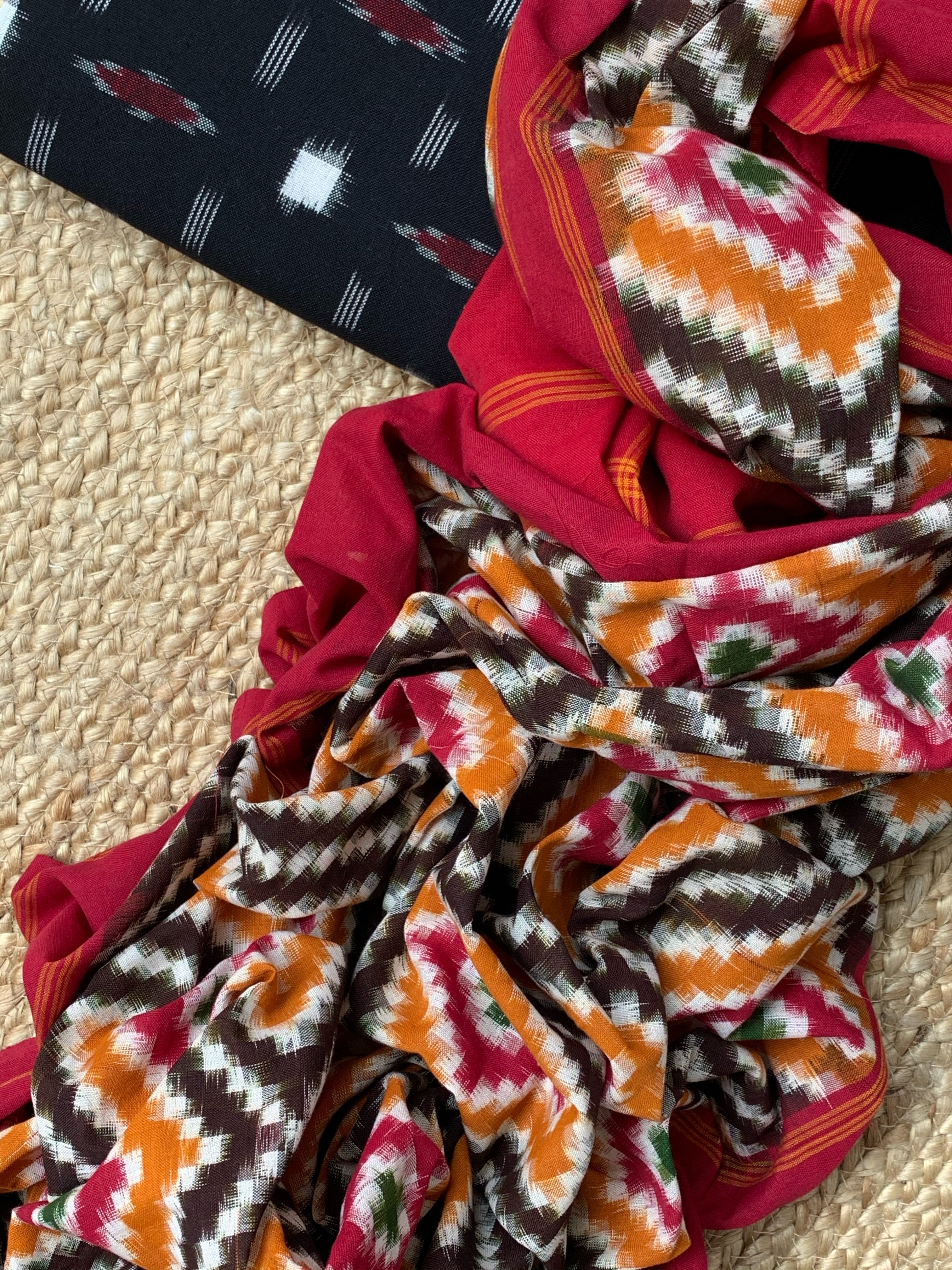 Handwoven Double Ikat Kurta Dupatta Set