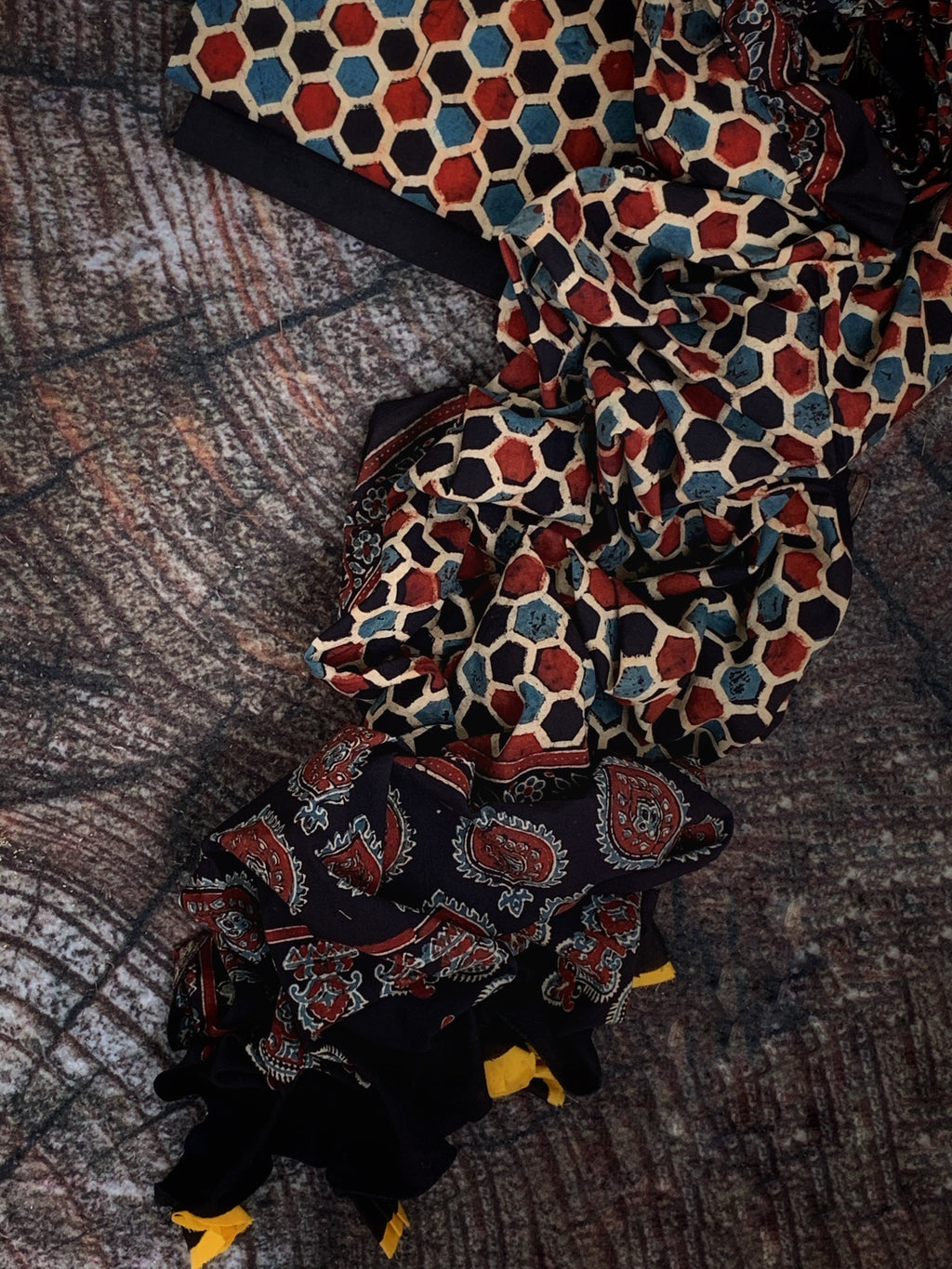 Handblock Ajrakh Cotton Suit