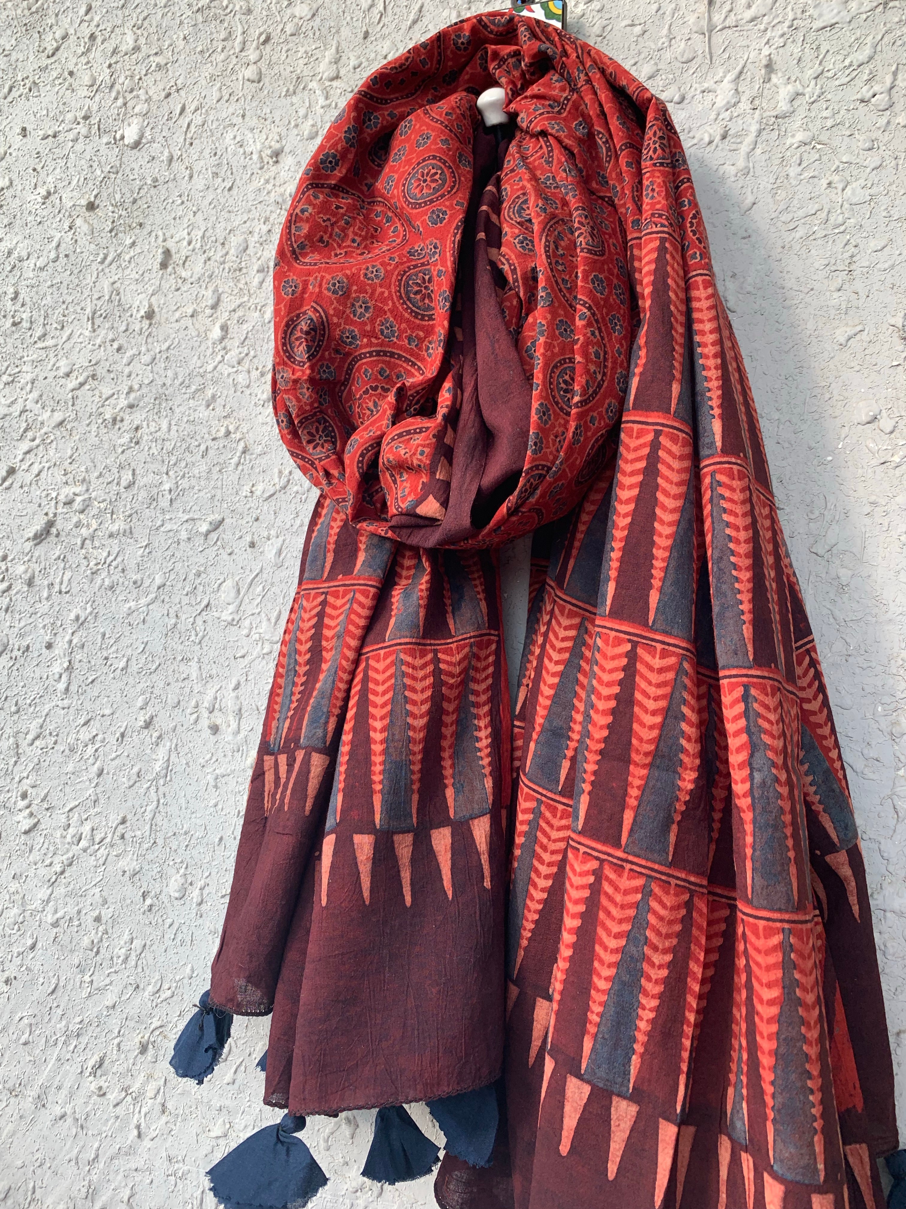Handblock Ajrakh Dupatta