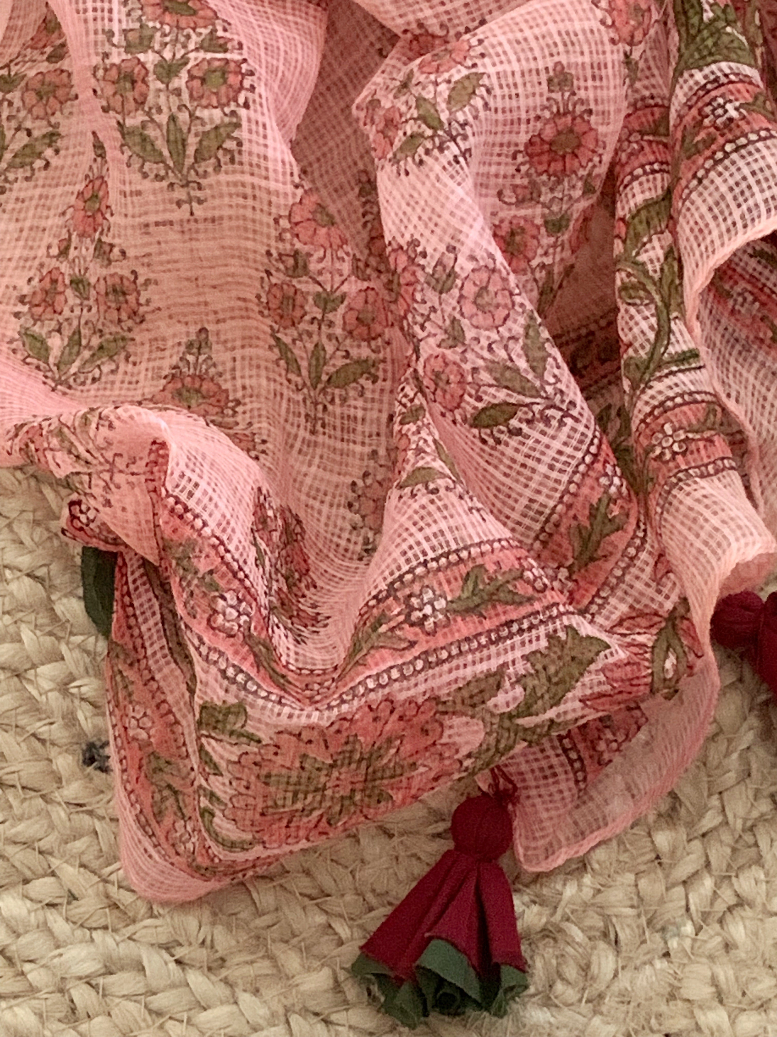Coral Pink Handcrafted Kota Suit