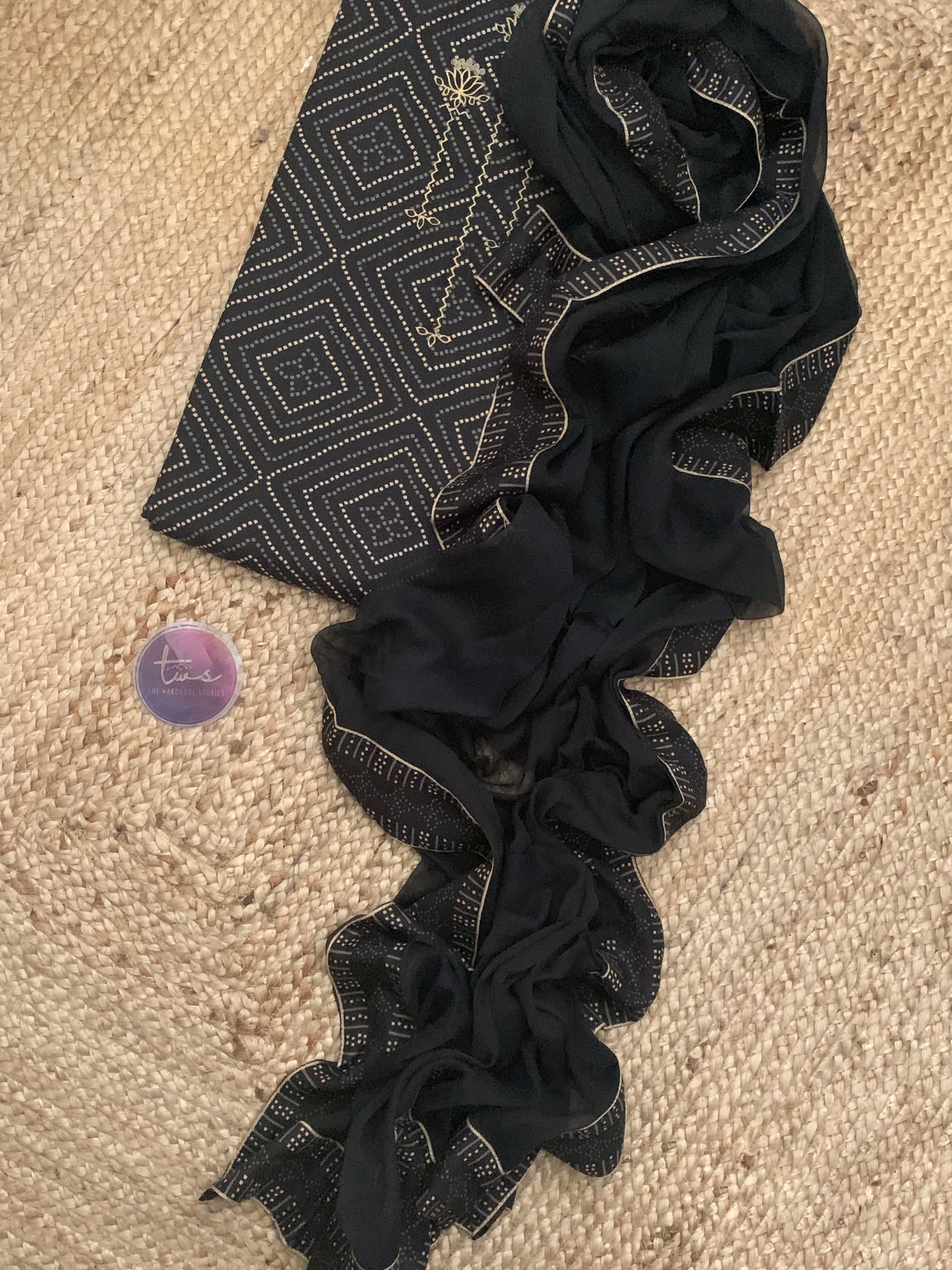 Black Wool Pashmina Suit