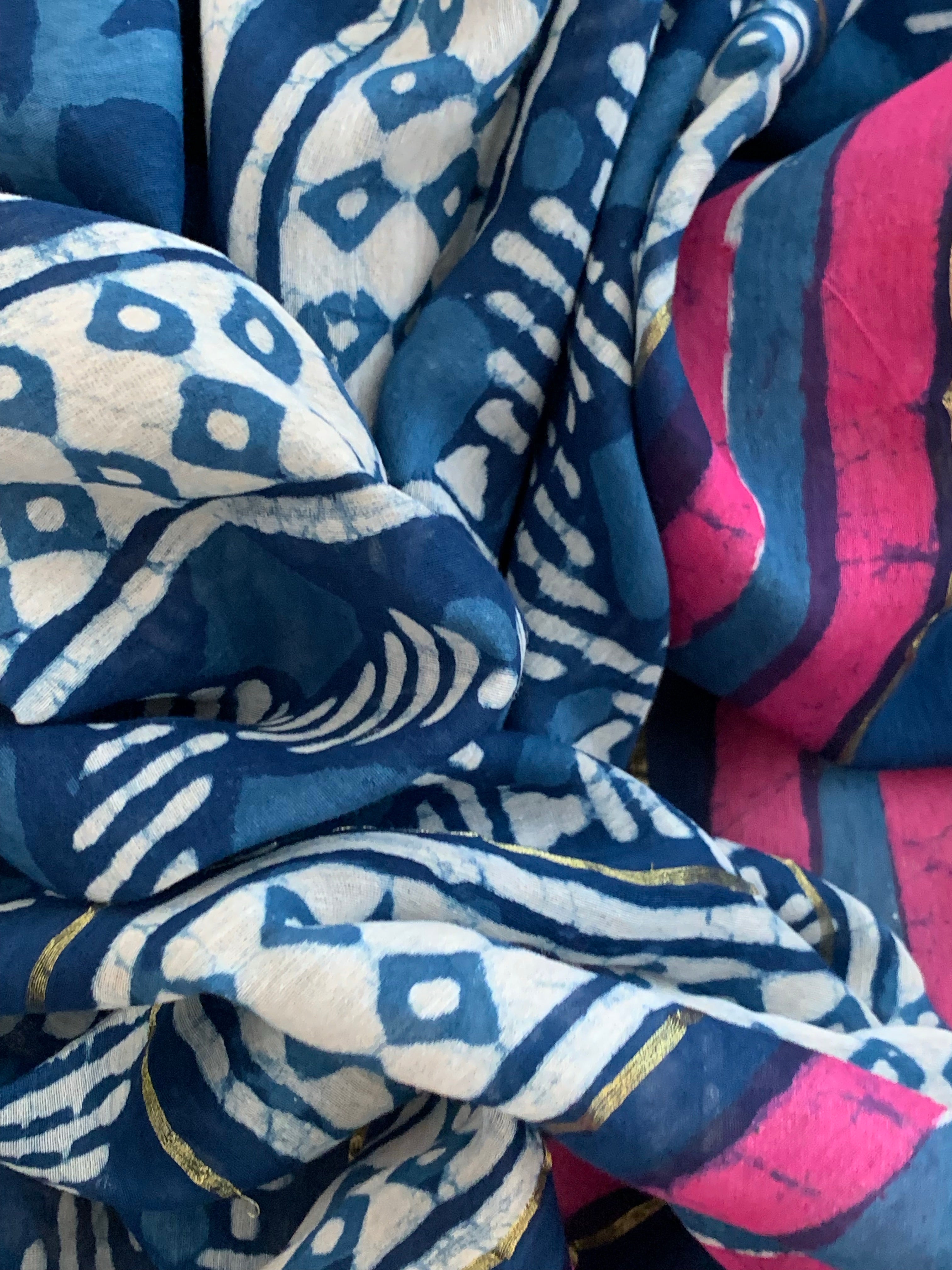 Handblock Chanderi Silk Cotton Suit