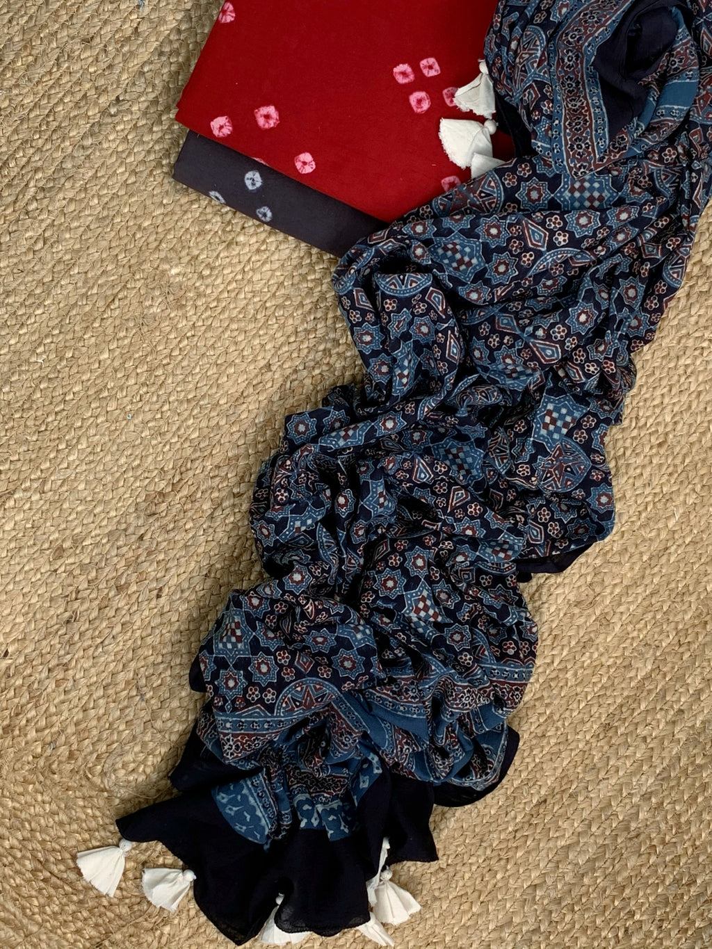 Handcrafted Bandhani Ajrakh Cotton Suit