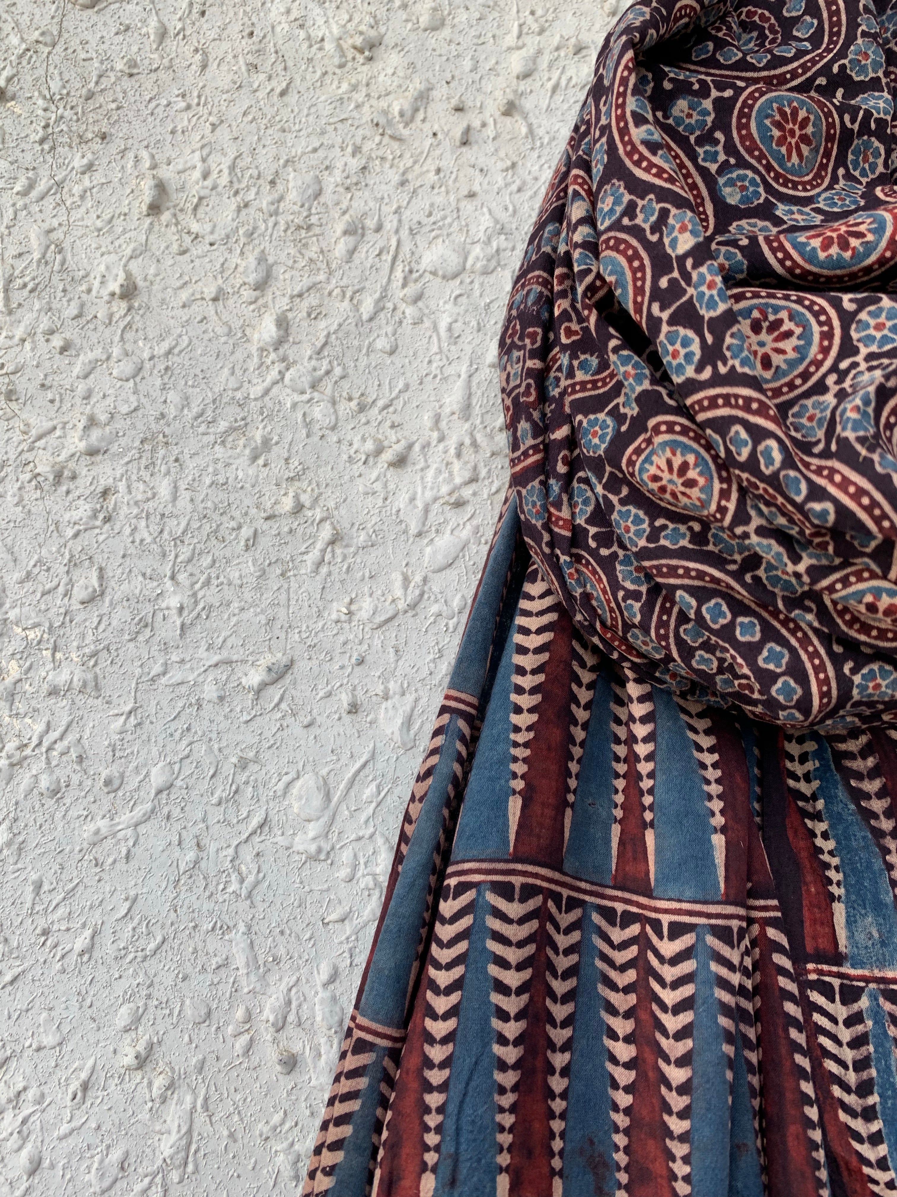 Handblock Ajrakh Dupatta