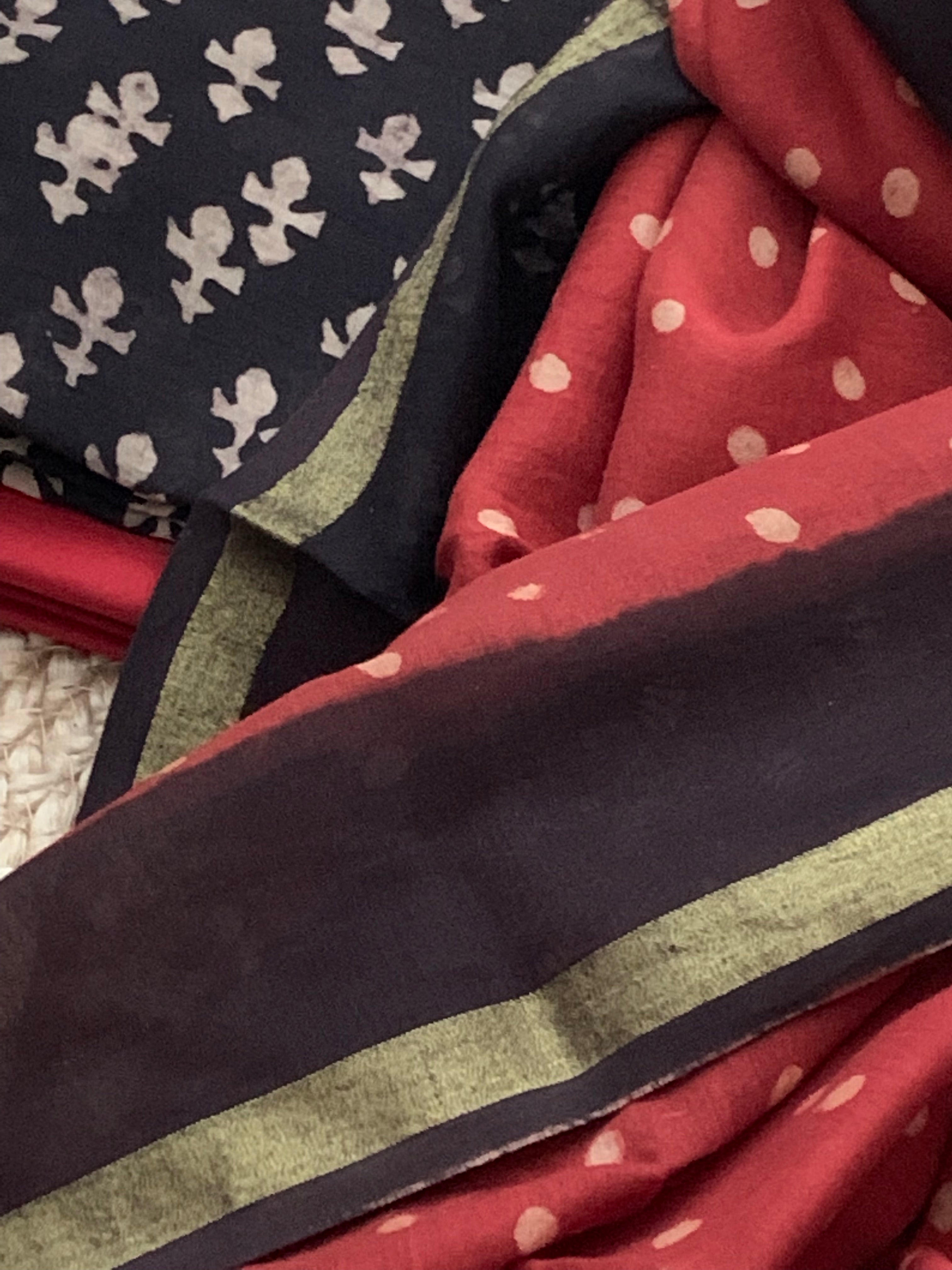 Handblock chanderi suit