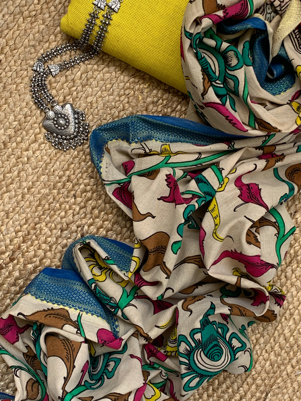 Handwoven Handcrafted Kalamkari Kurta Dupatta Set