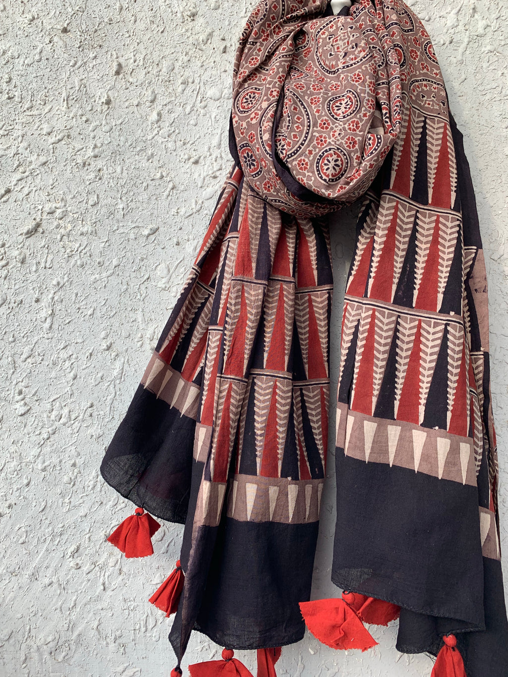 Handblock Ajrakh Dupatta