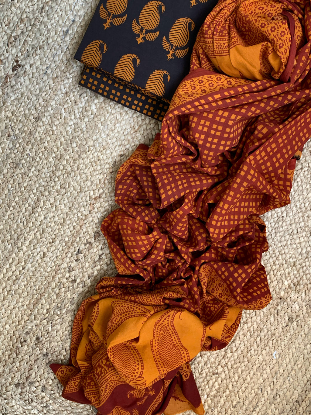 Natural Dyed Bagh Handblock Cotton Suit