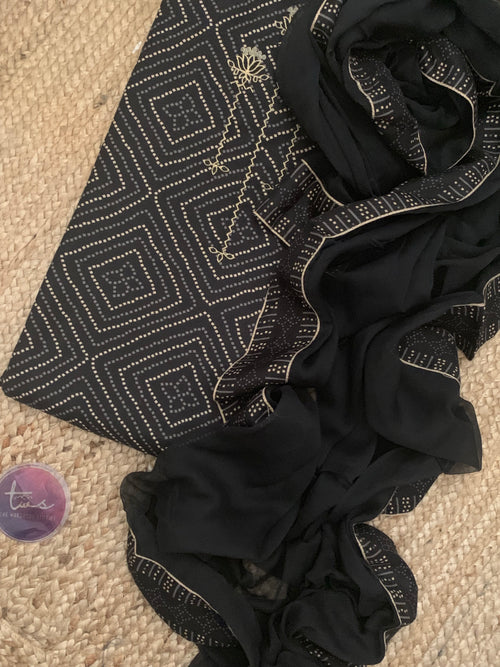 Black Wool Pashmina Suit