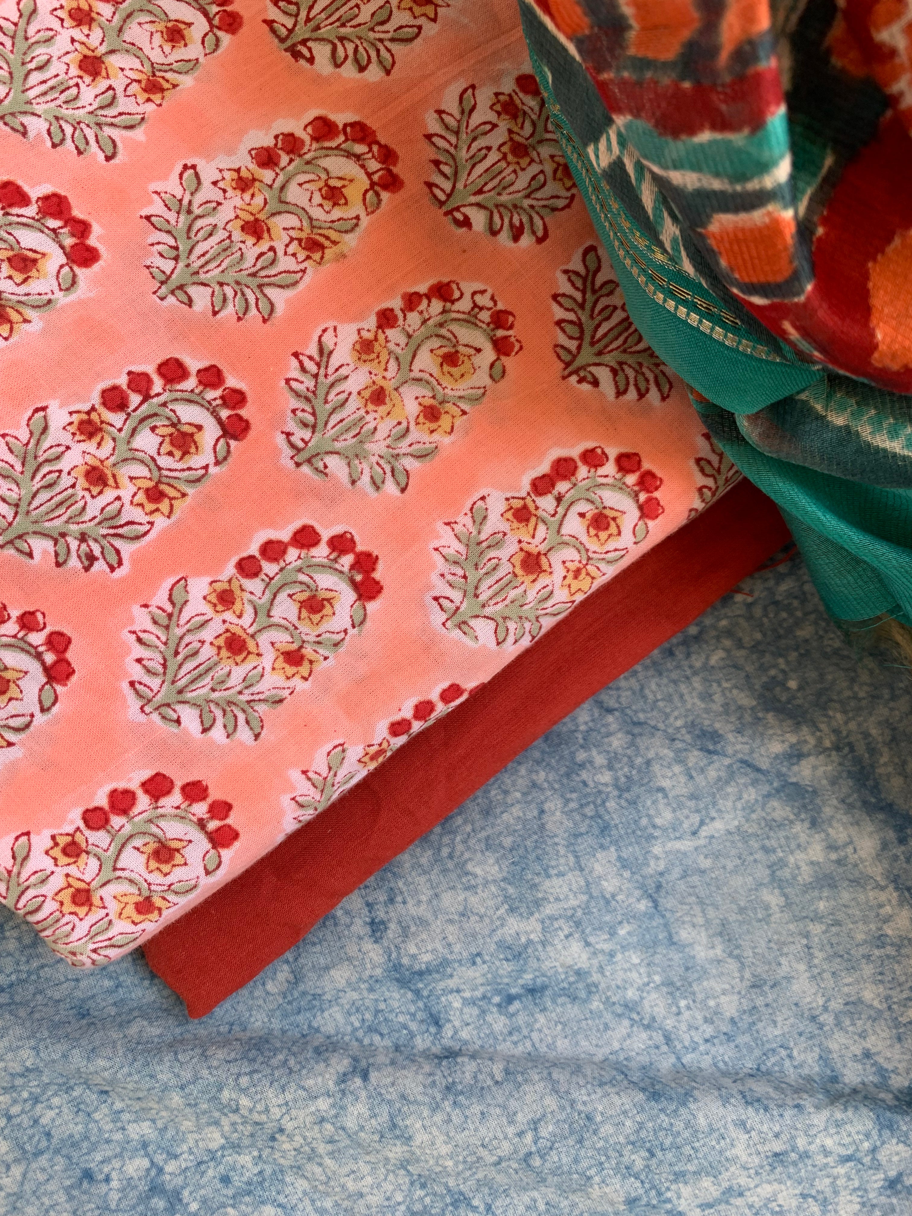 Handblock Printed Cotton Chanderi Dupatta Suit