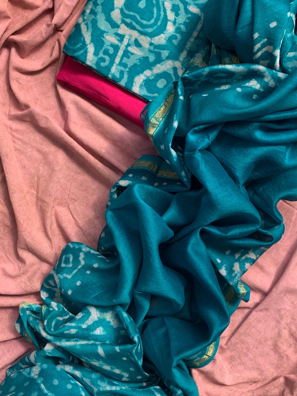 Handblock Chanderi Suit