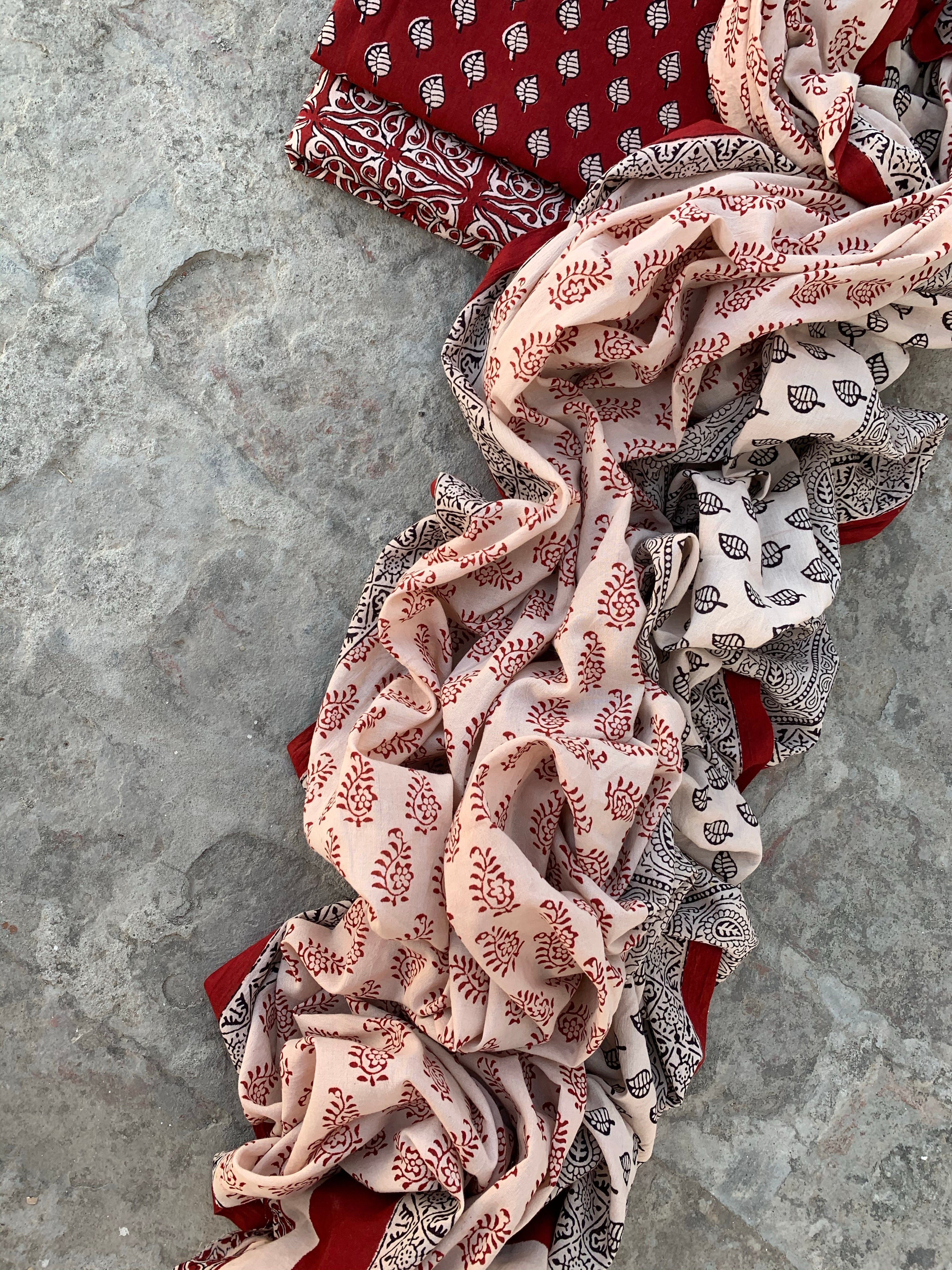 Natural Dyed Bagh Handblock Cotton Suit