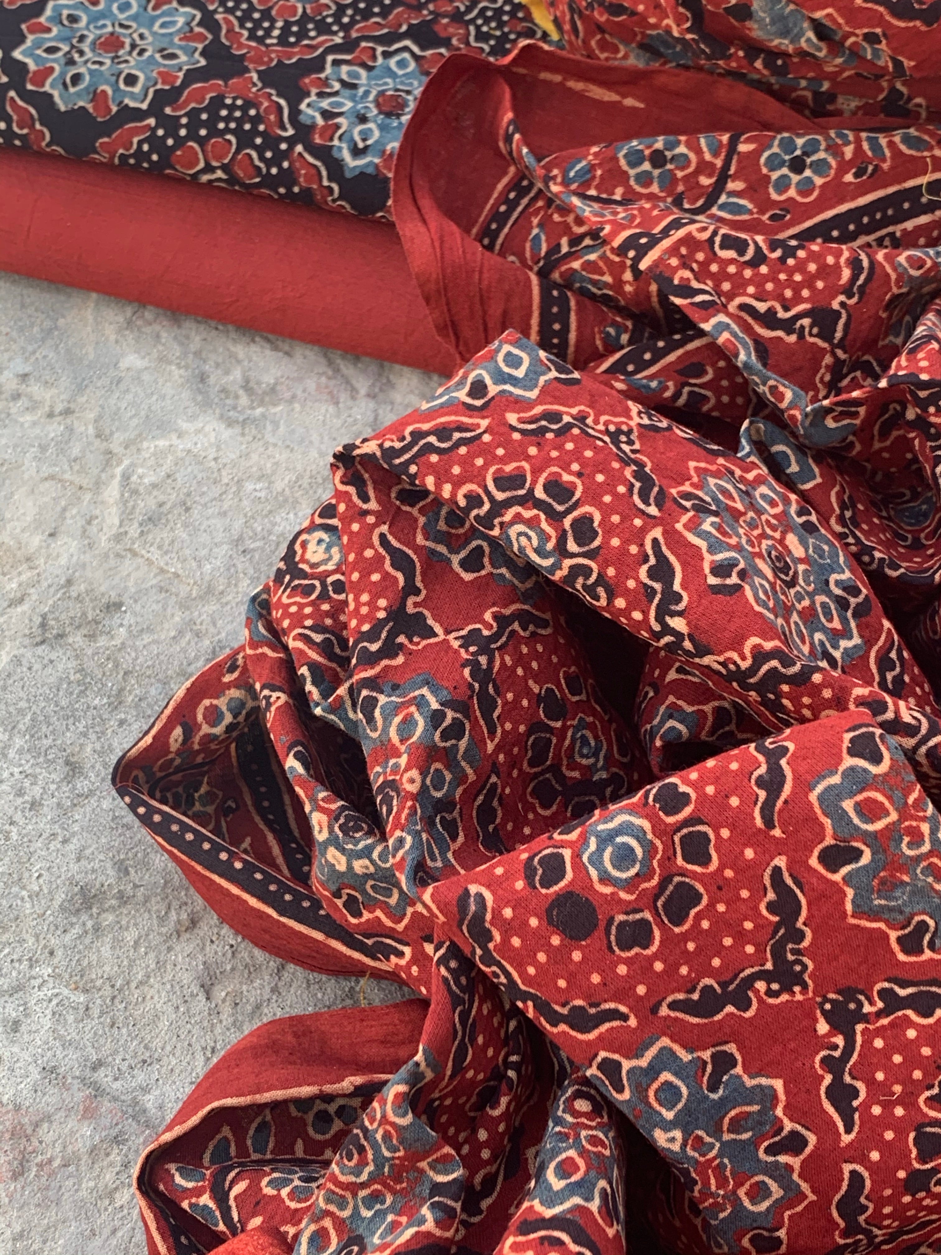 Handblock Ajrakh Cotton Suit
